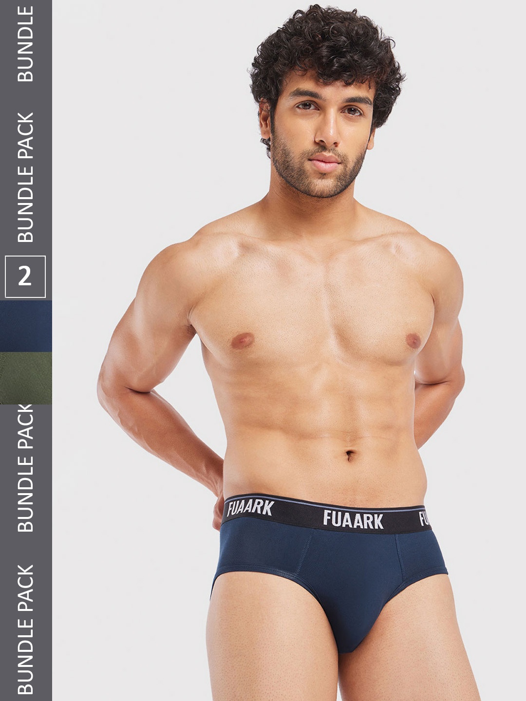 

FUAARK Pack Of 2 Moisture-Wicking Basic Briefs FUSMBrP2-Blue-Olive-S, Navy blue