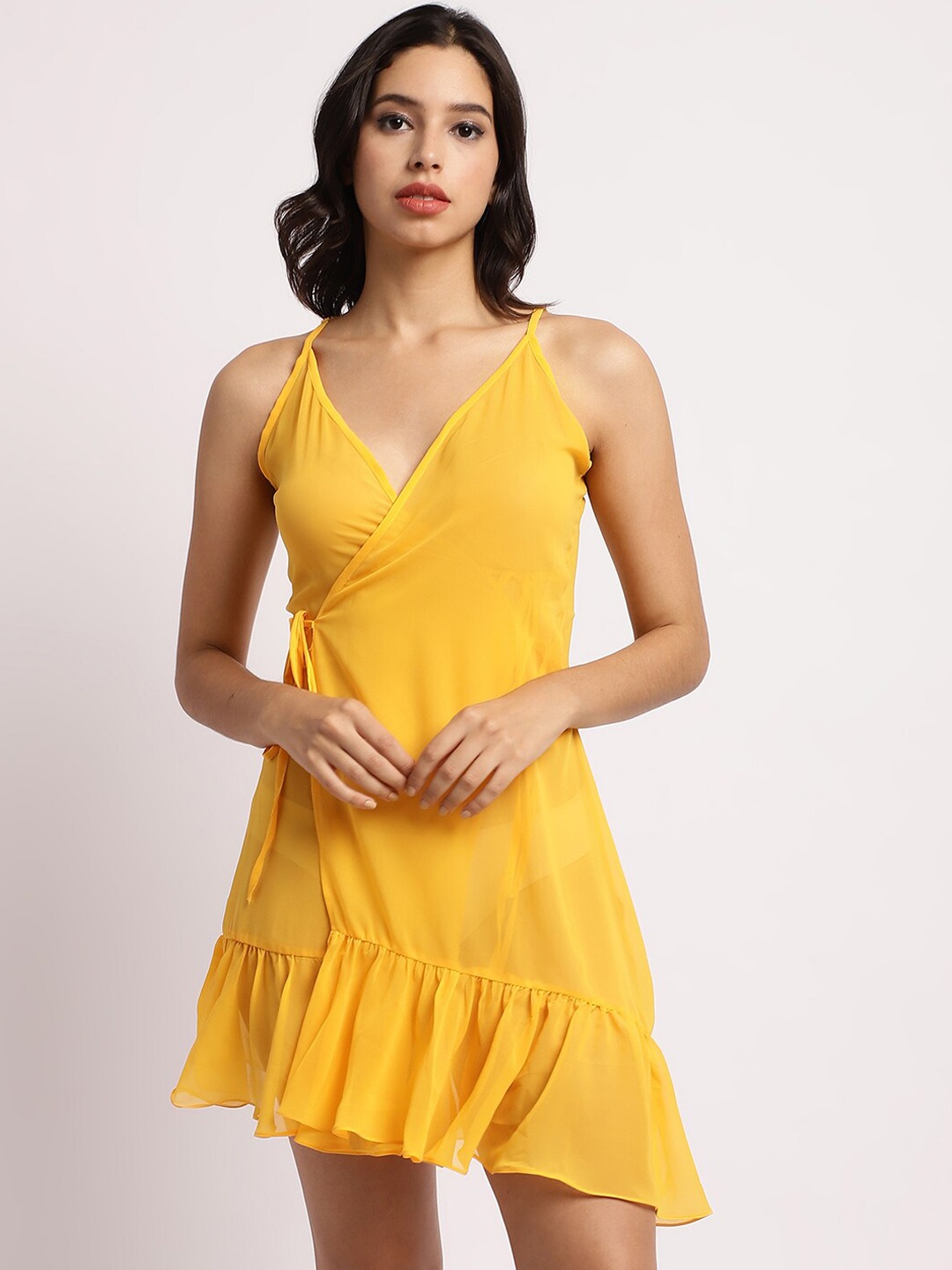 

EROTISSCH Georgette Swimwear Cover Up Dress, Yellow