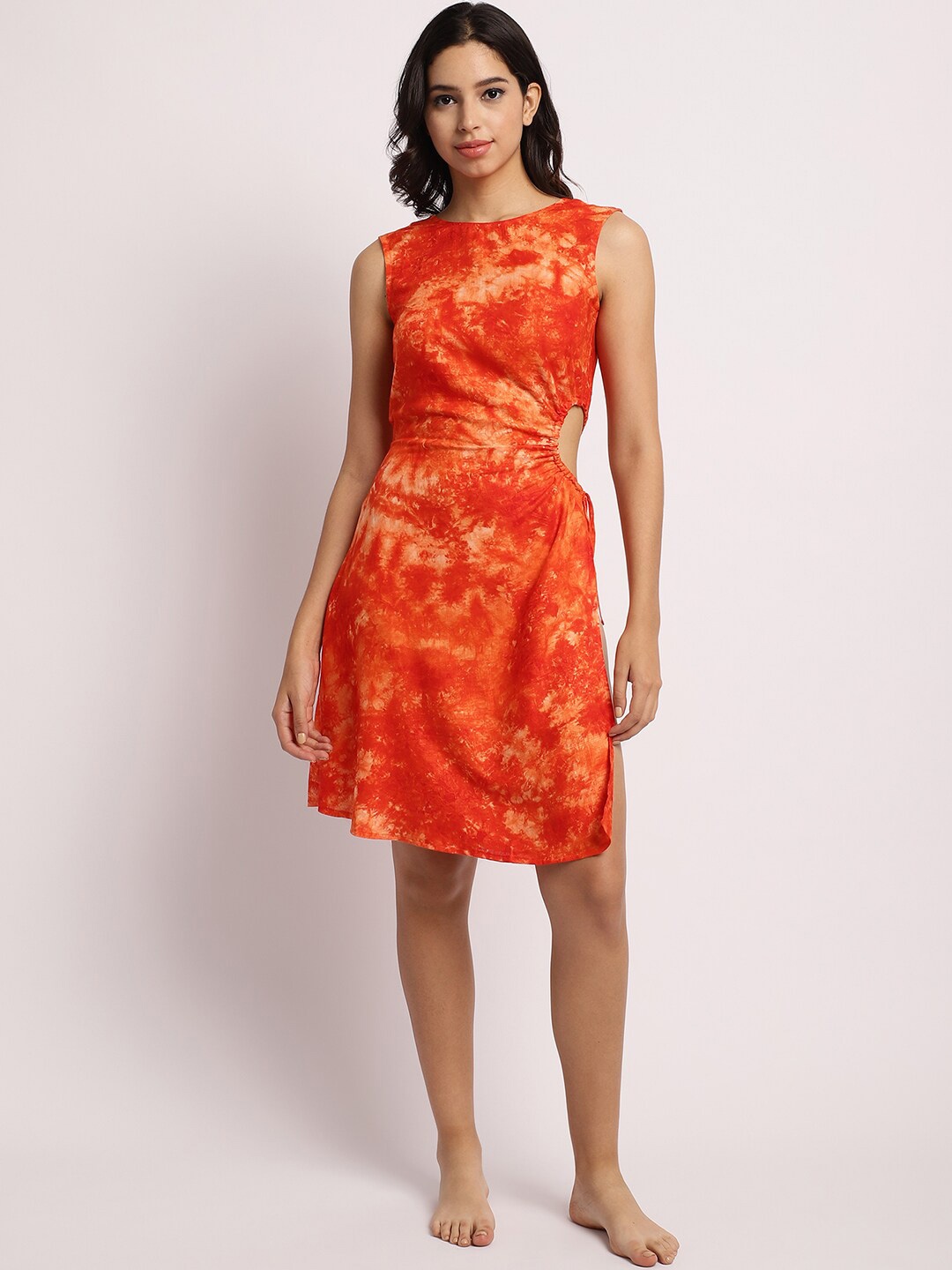 

EROTISSCH Printed Pure Cotton Swim Cover Up Dress, Orange