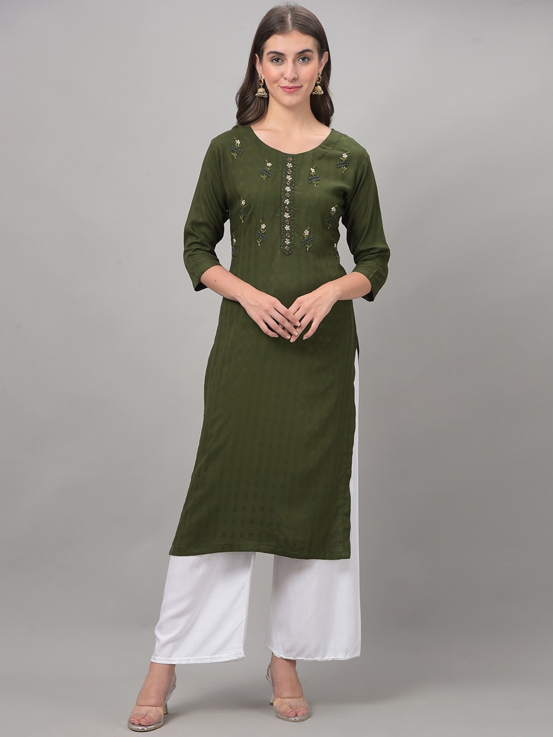 

Dollar Missy Floral Embroidered Kurta, Green