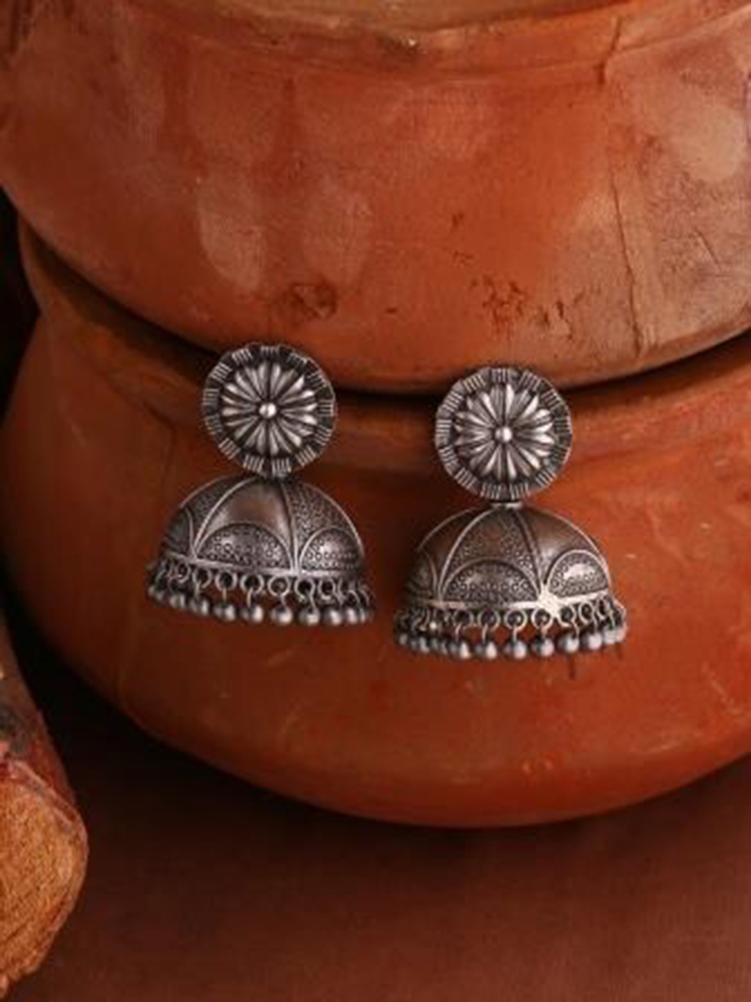 

Infuzze Dome Shaped Jhumkas, Silver