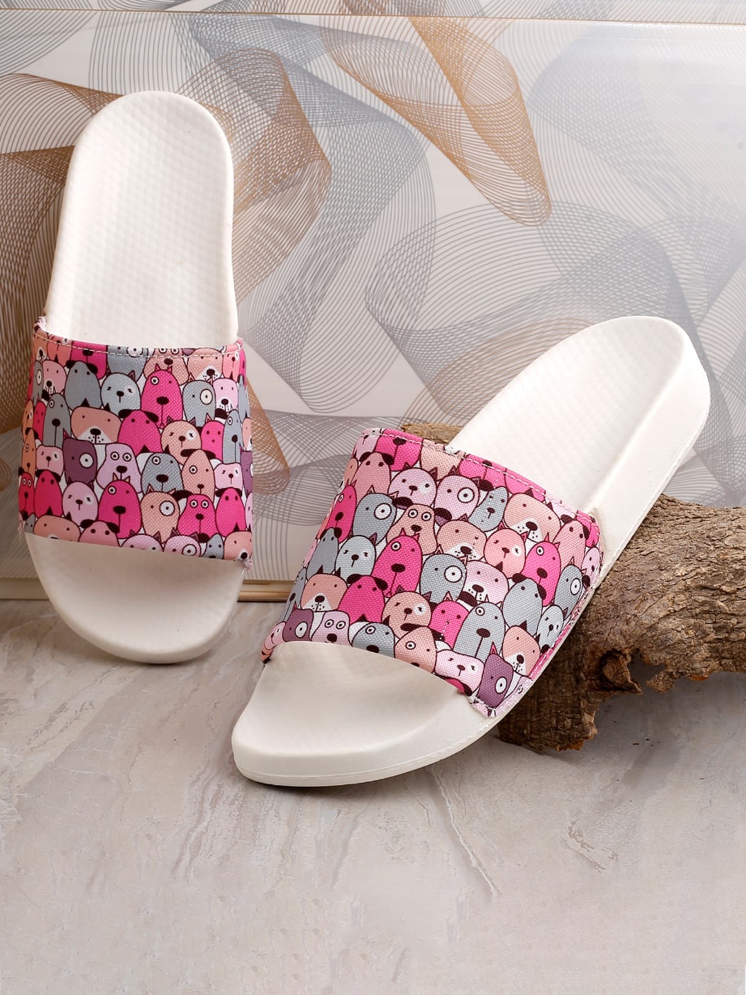 

DEAS Kids Printed Sliders, White