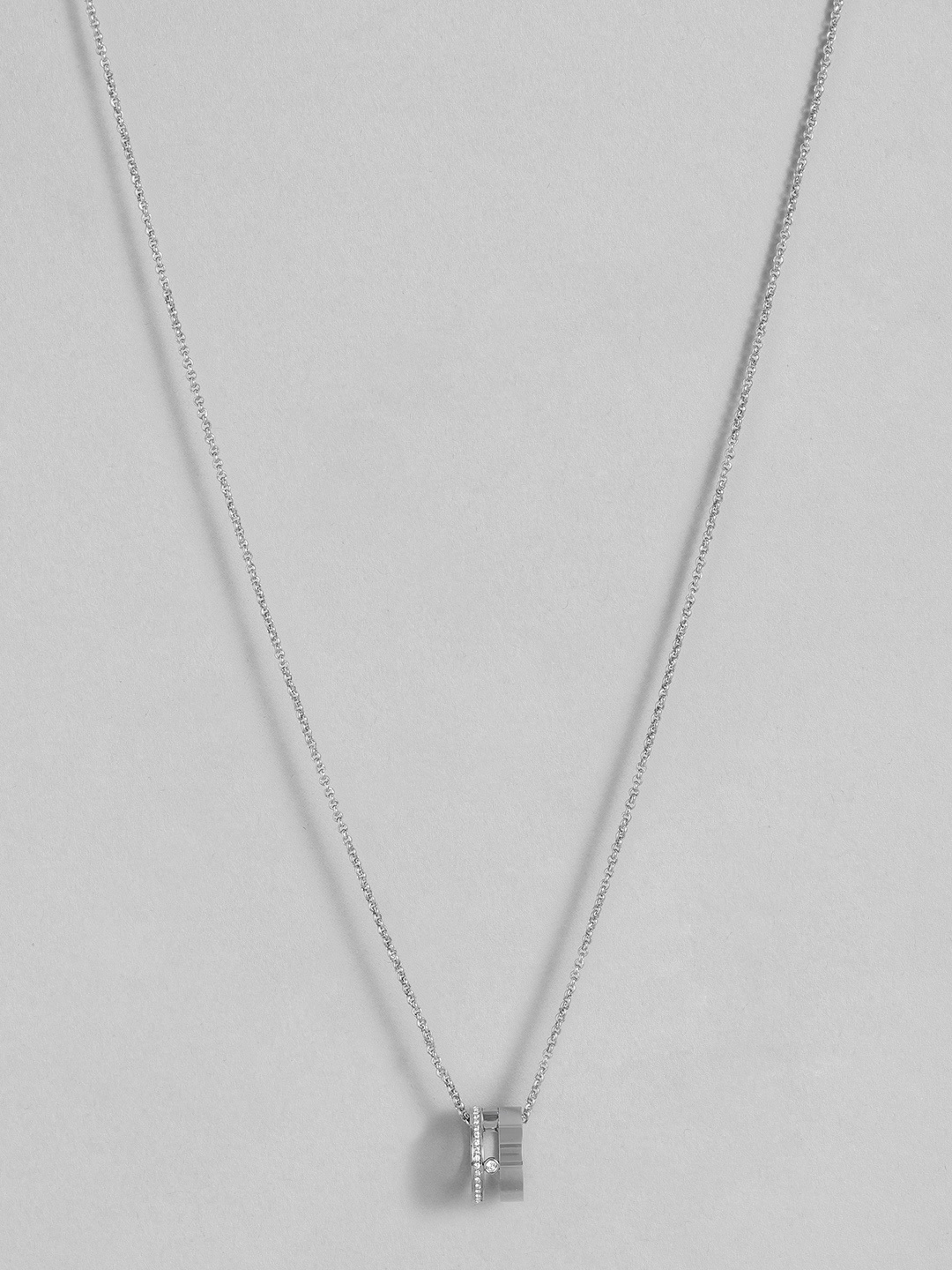 

Hugo Boss Women Lyssa Silver Plated Stainless Steel Crystals Pendant With Chain