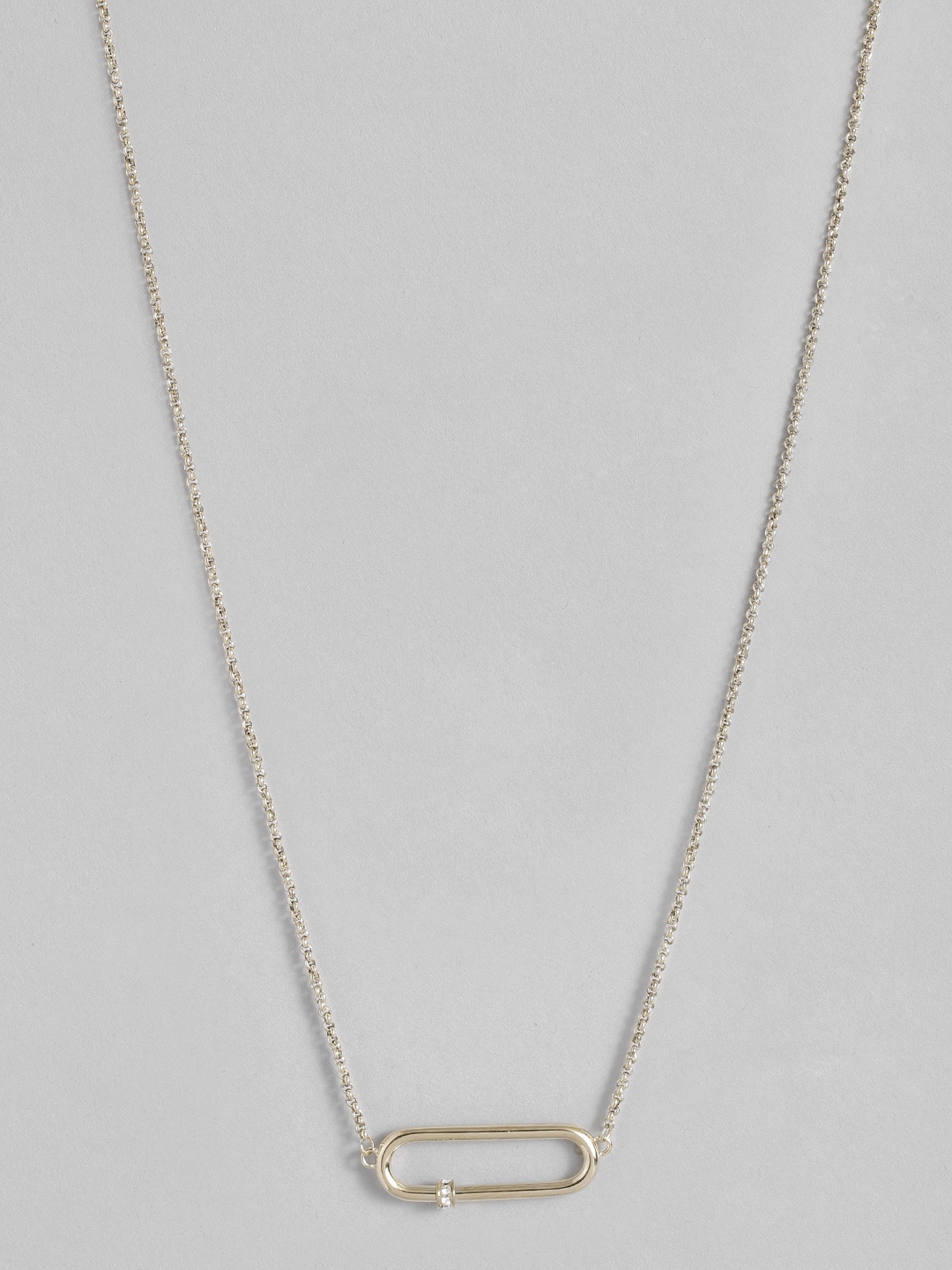 

Calvin Klein Elongated Oval Crystal Studded Necklace, Gold