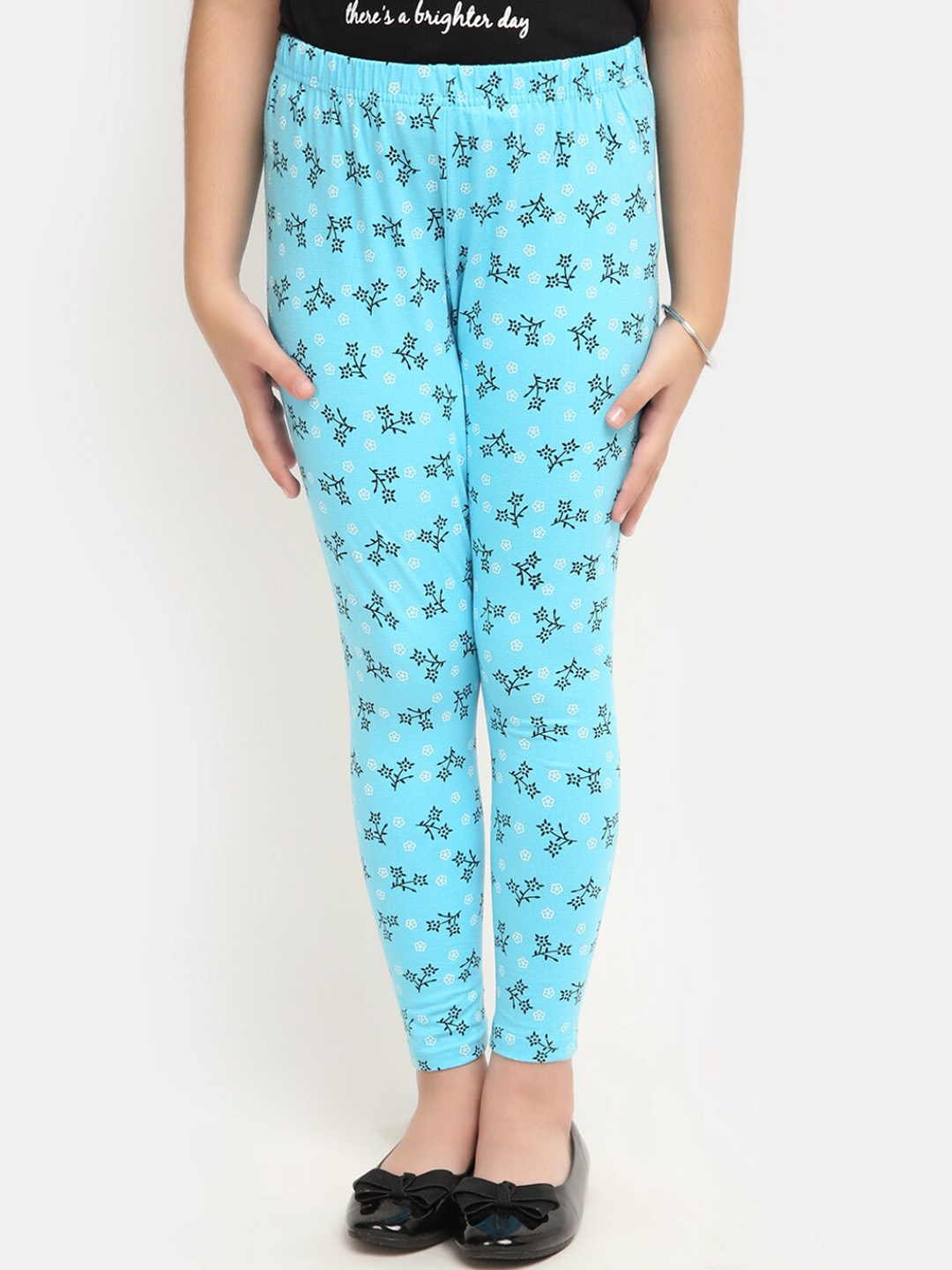 

V-Mart Girls Printed Ankle-Length Leggings, Blue