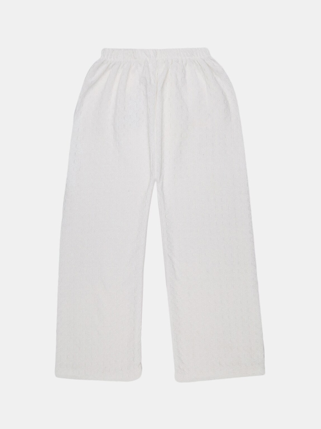 

V-Mart Girls Self Design Mid Rise Plain Cotton Trousers, White