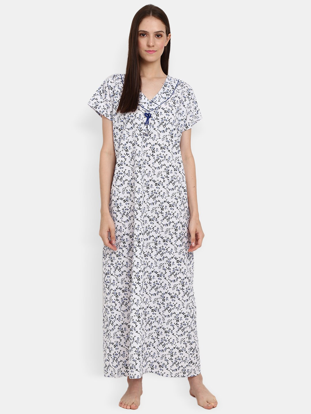 

V-Mart Floral Printed Maxi Nightdress, White