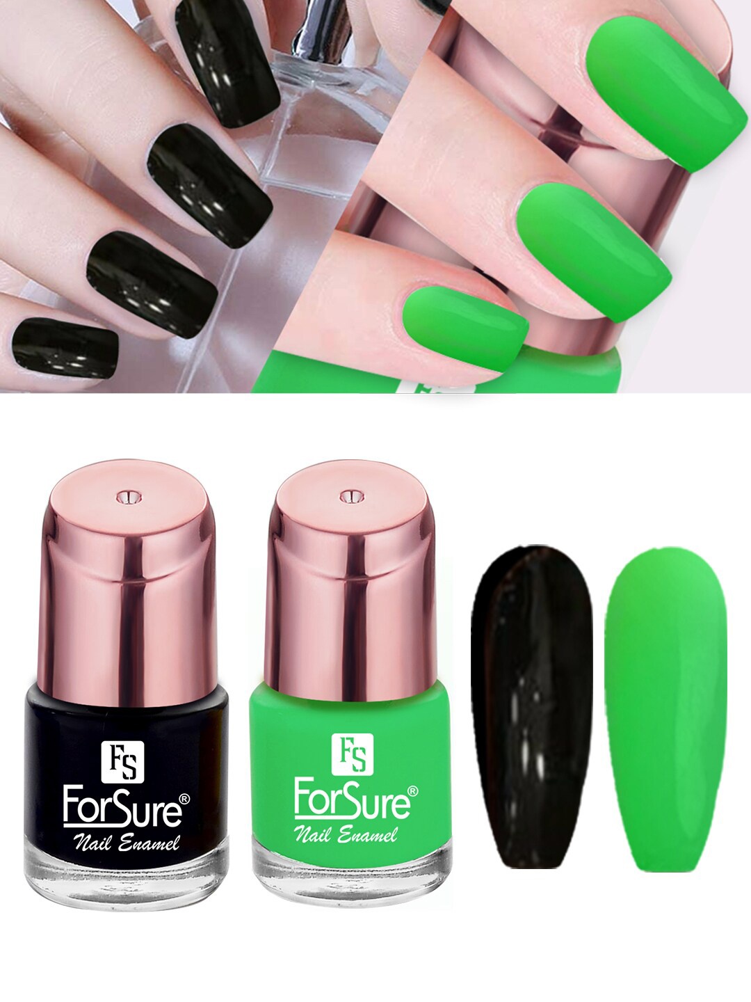 

ForSure Set Of 2 Shining Quick Dry Nail Paint 8 ml Each - Shade 117 & 118, Black