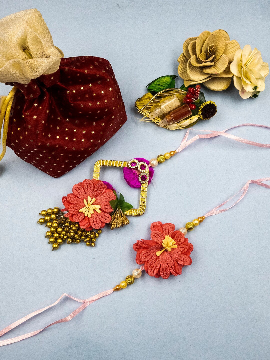 

StileAdda Set Of 2 Bhai Bhabhi Rakhi, Gold