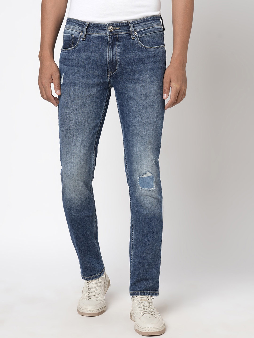 

BEAT LONDON by PEPE JEANS Men Blue Slim Fit Low-Rise Cotton Regular Jeans