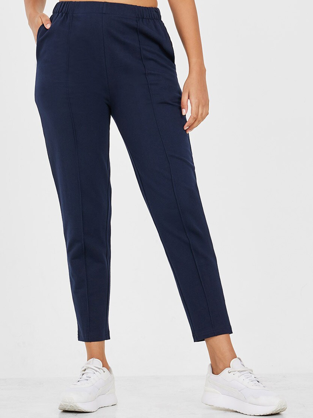 

Styli Women Relaxed Fit Pure Cotton Track Pants, Navy blue