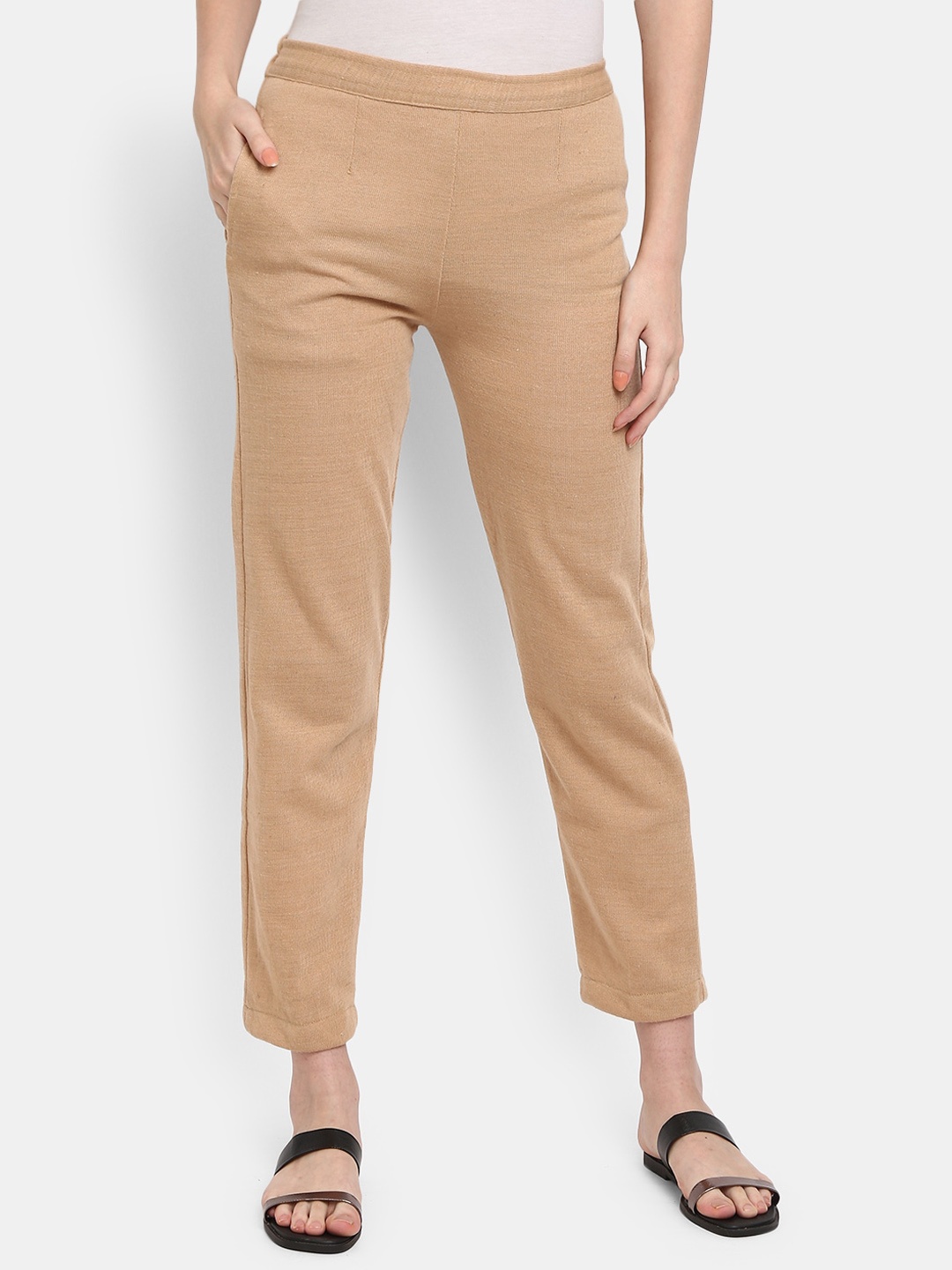 

V-Mart Women Mid-Rise Regular Fit Trousers, Beige