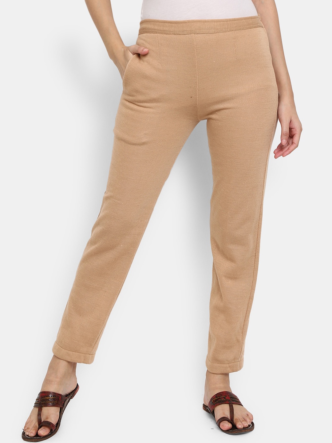 

V-Mart Women Mid-Rise Regular Fit Trousers, Beige