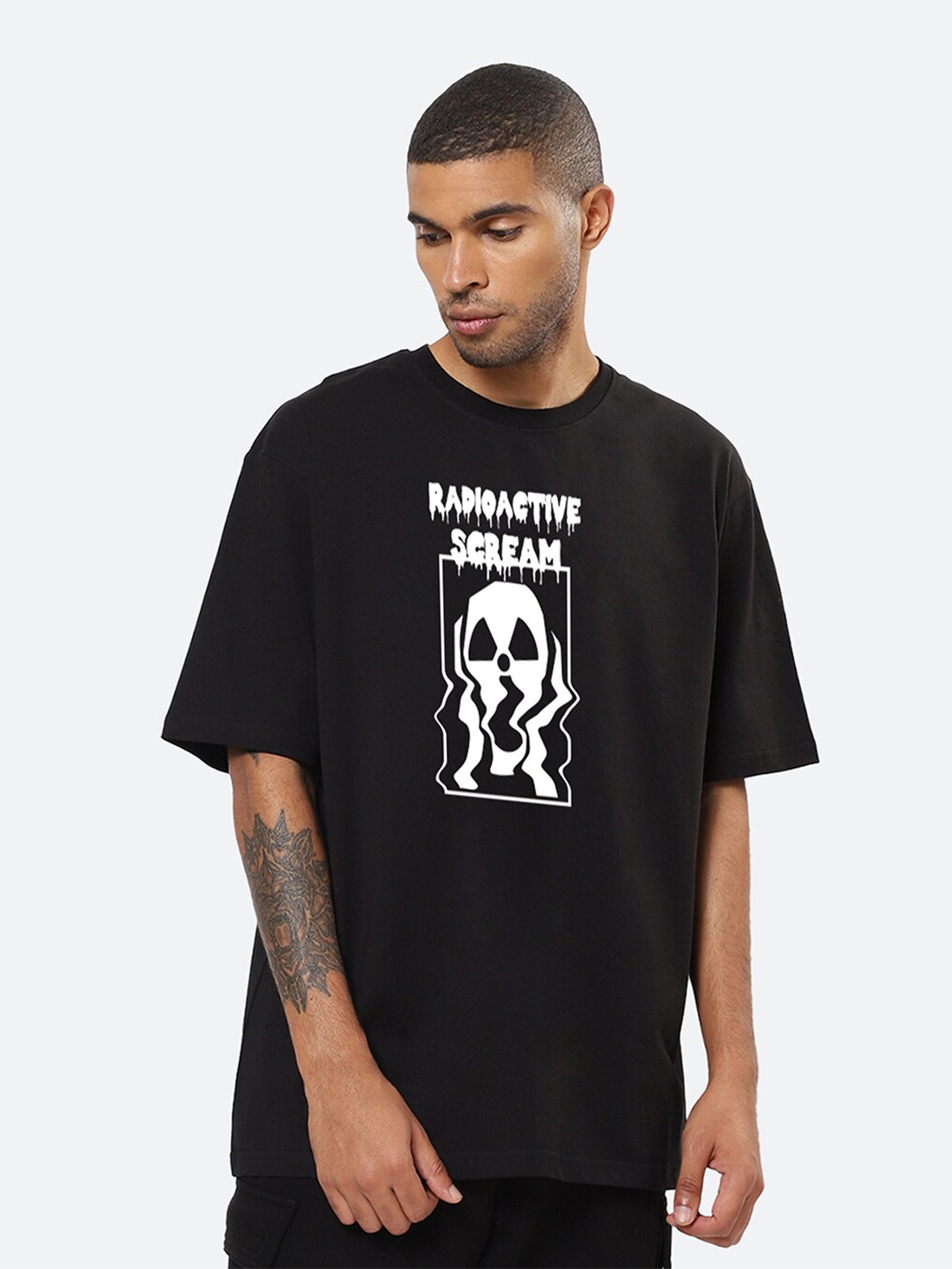 Mad Over Print Graphic Printed Oversized Cotton T-shirt, Black