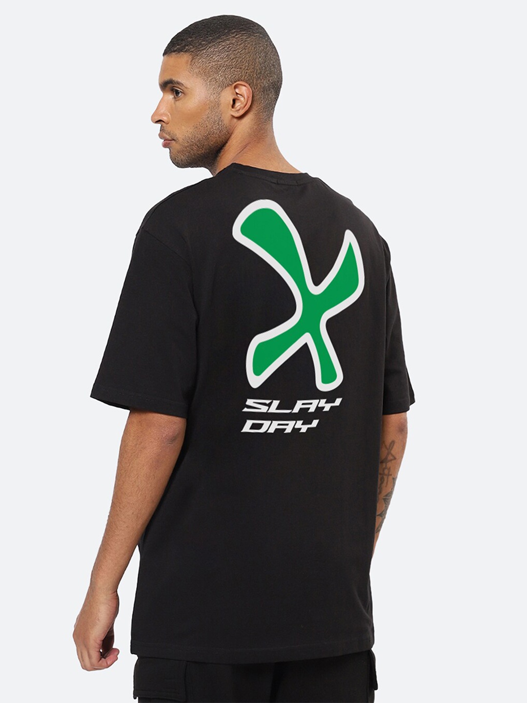 Mad Over Print Graphic Printed Oversized Cotton T-shirt, Black