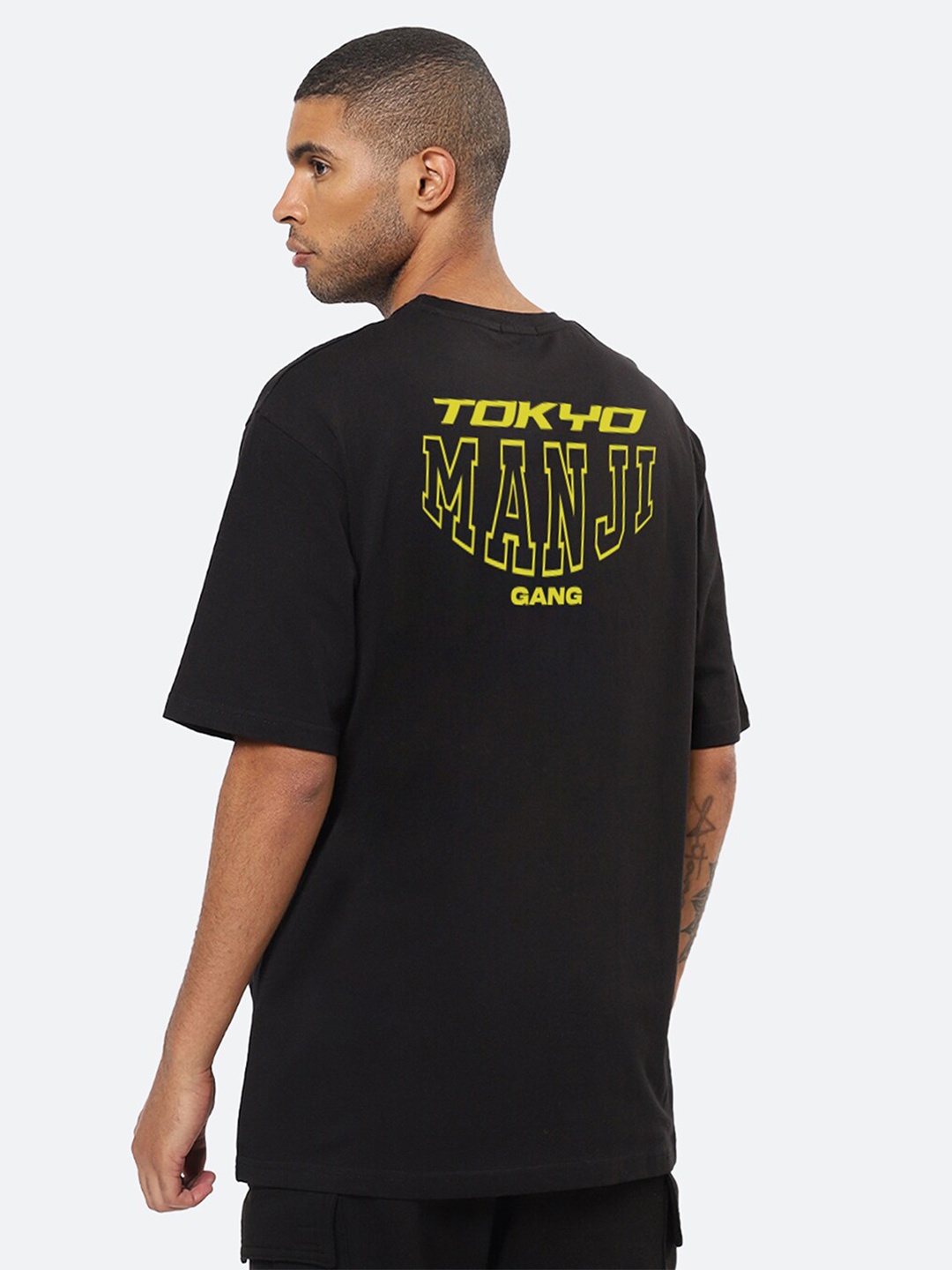 

Mad Over Print Typography Printed Cotton Oversized T-shirt, Black