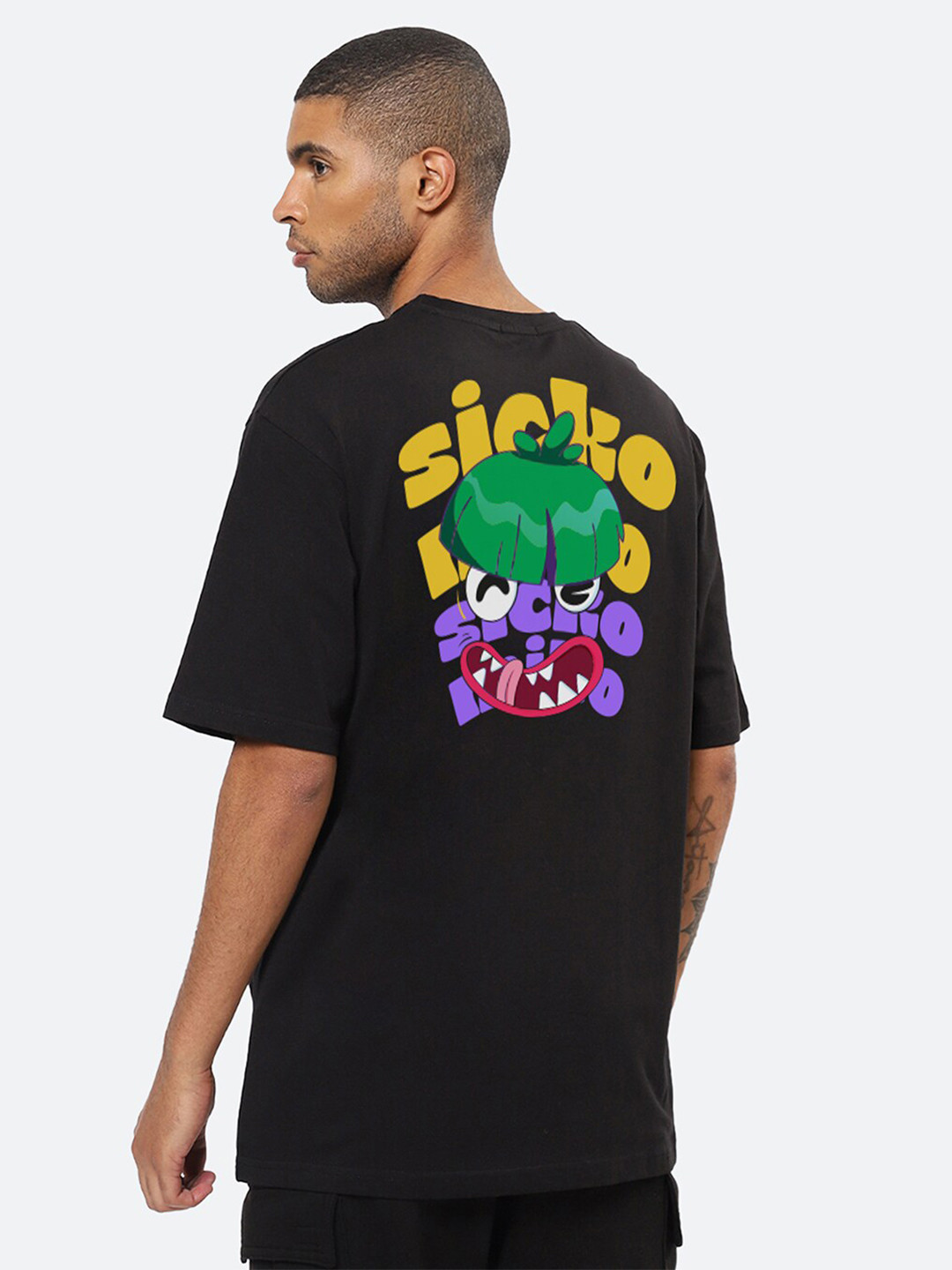 

Mad Over Print Graphic Printed Cotton Oversized T-shirt, Black
