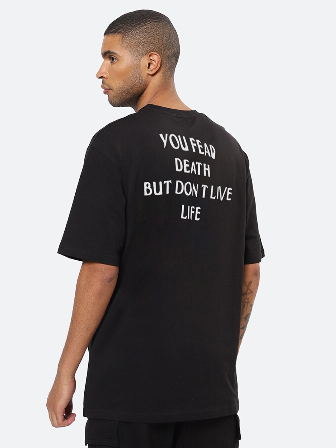 

Mad Over Print Men Black & french middle red purple Typography Printed T-shirt