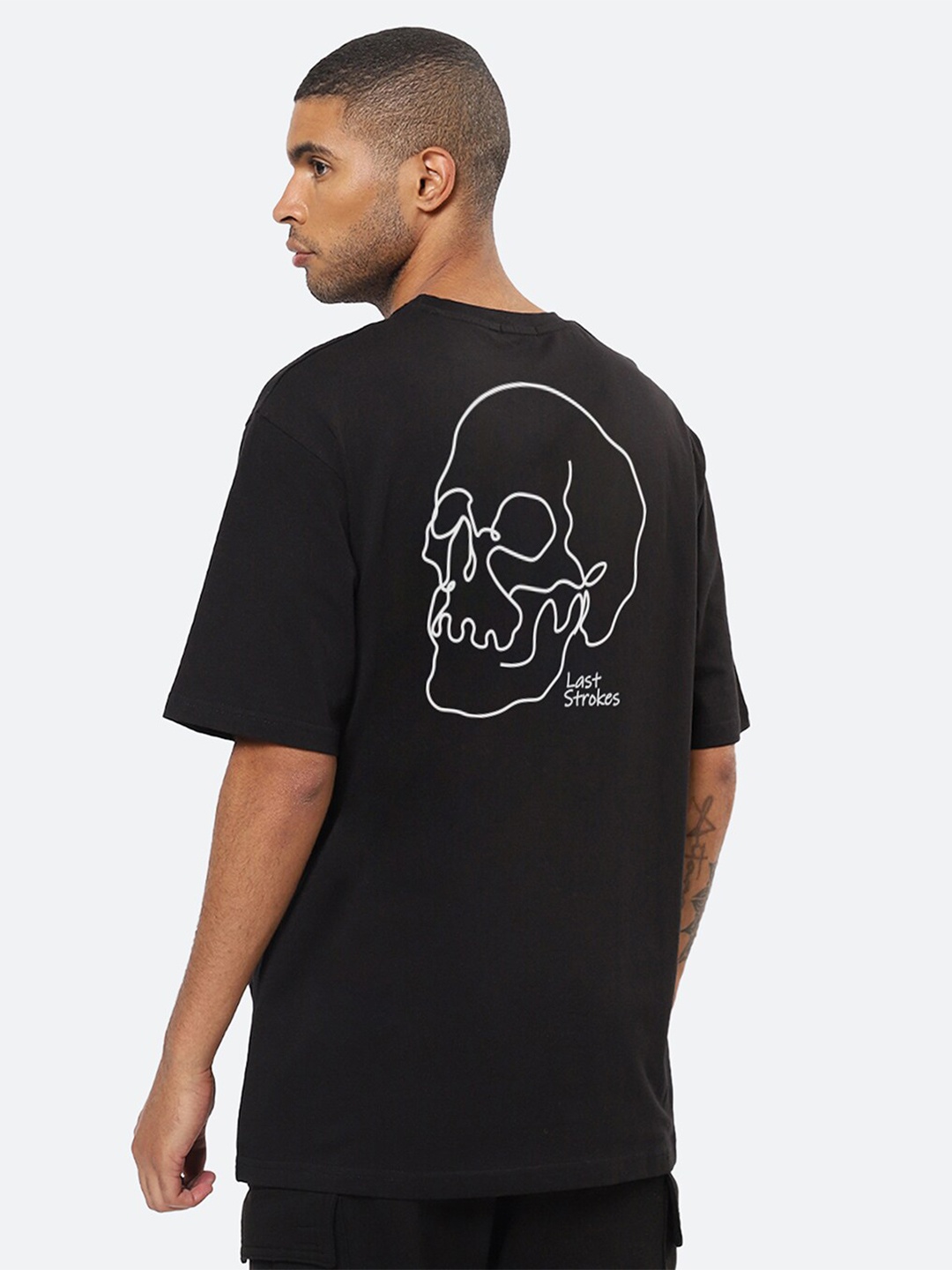 Mad Over Print Graphic Printed Cotton Oversized T-shirt, Black