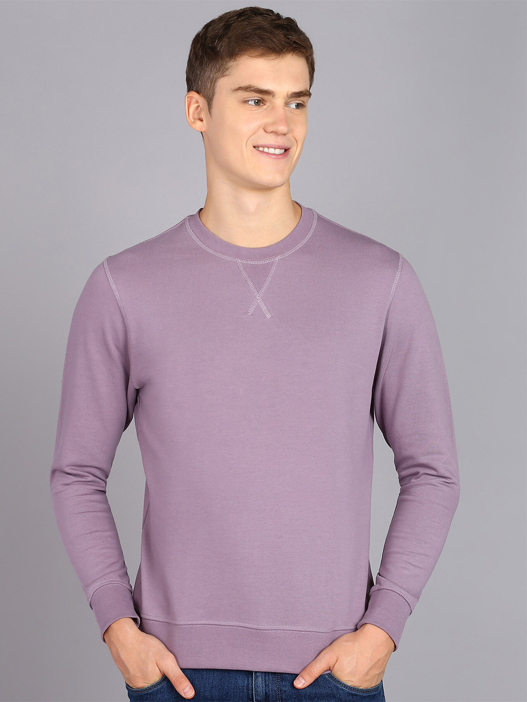 

Alan Jones Round Neck Long Sleeves Cotton Sweatshirt, Purple