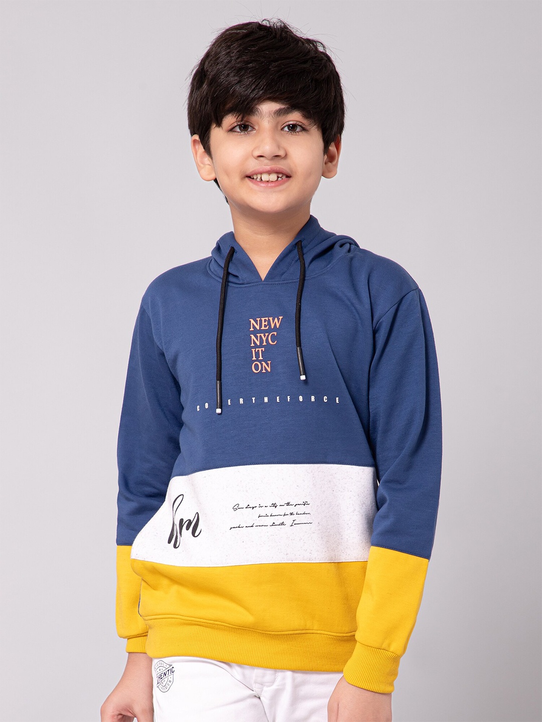 

Alan Jones Boys Colourblocked Hooded Pullover Sweatshirt, Blue