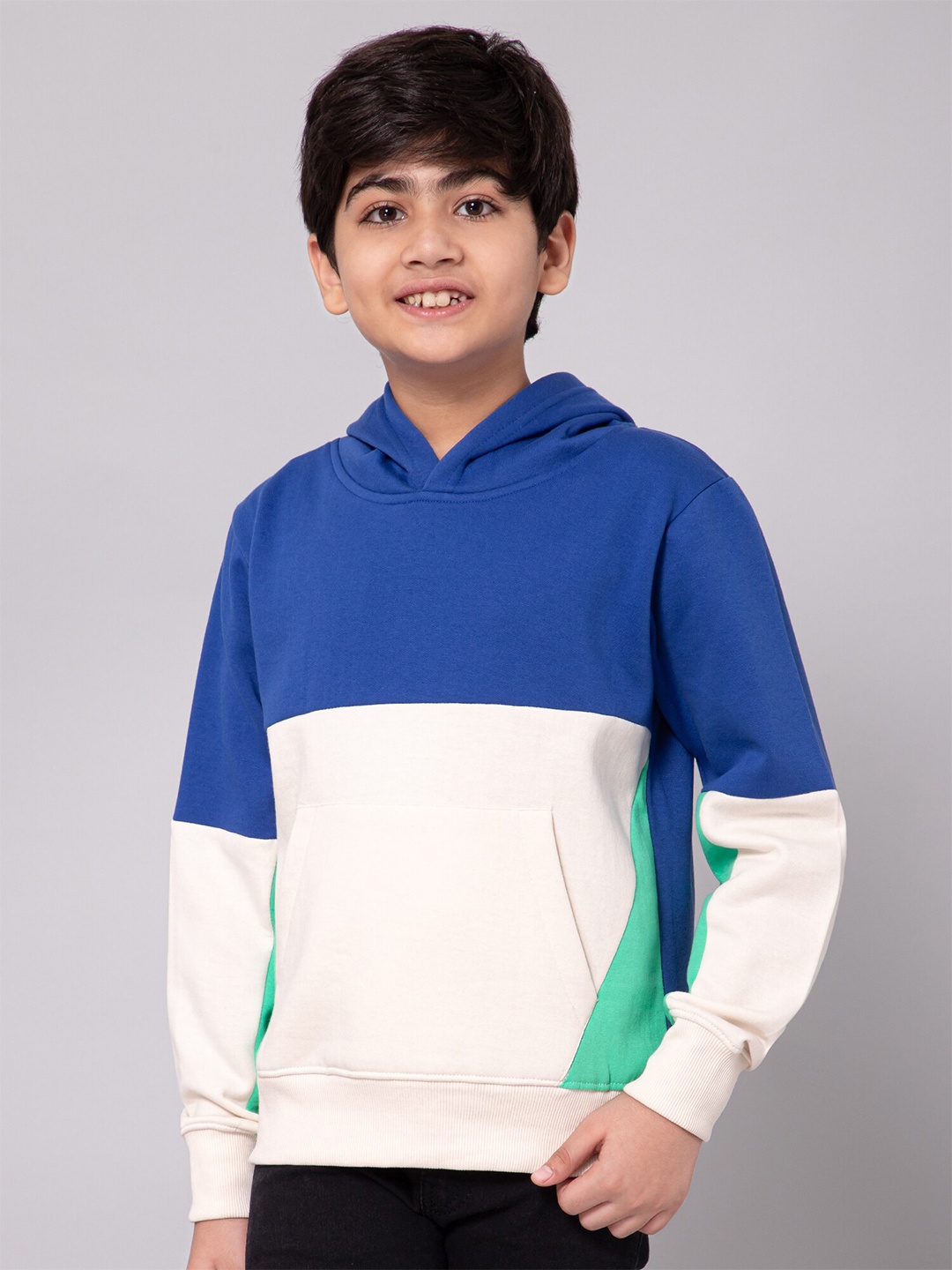 

Alan Jones Boys Colourblocked Hooded Pullover Sweatshirt, Blue