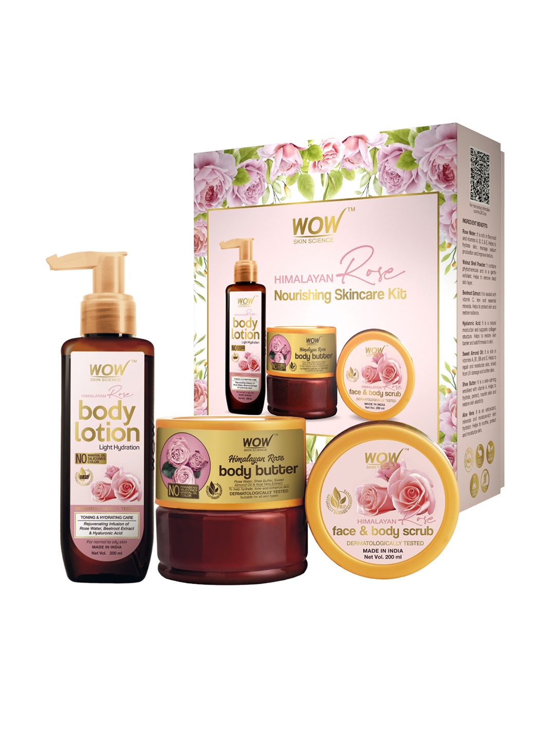 

WOW SKIN SCIENCE Himalayan Rose Nourishing Gift Box For Hydration & Exfoliation - 600ml, Transparent