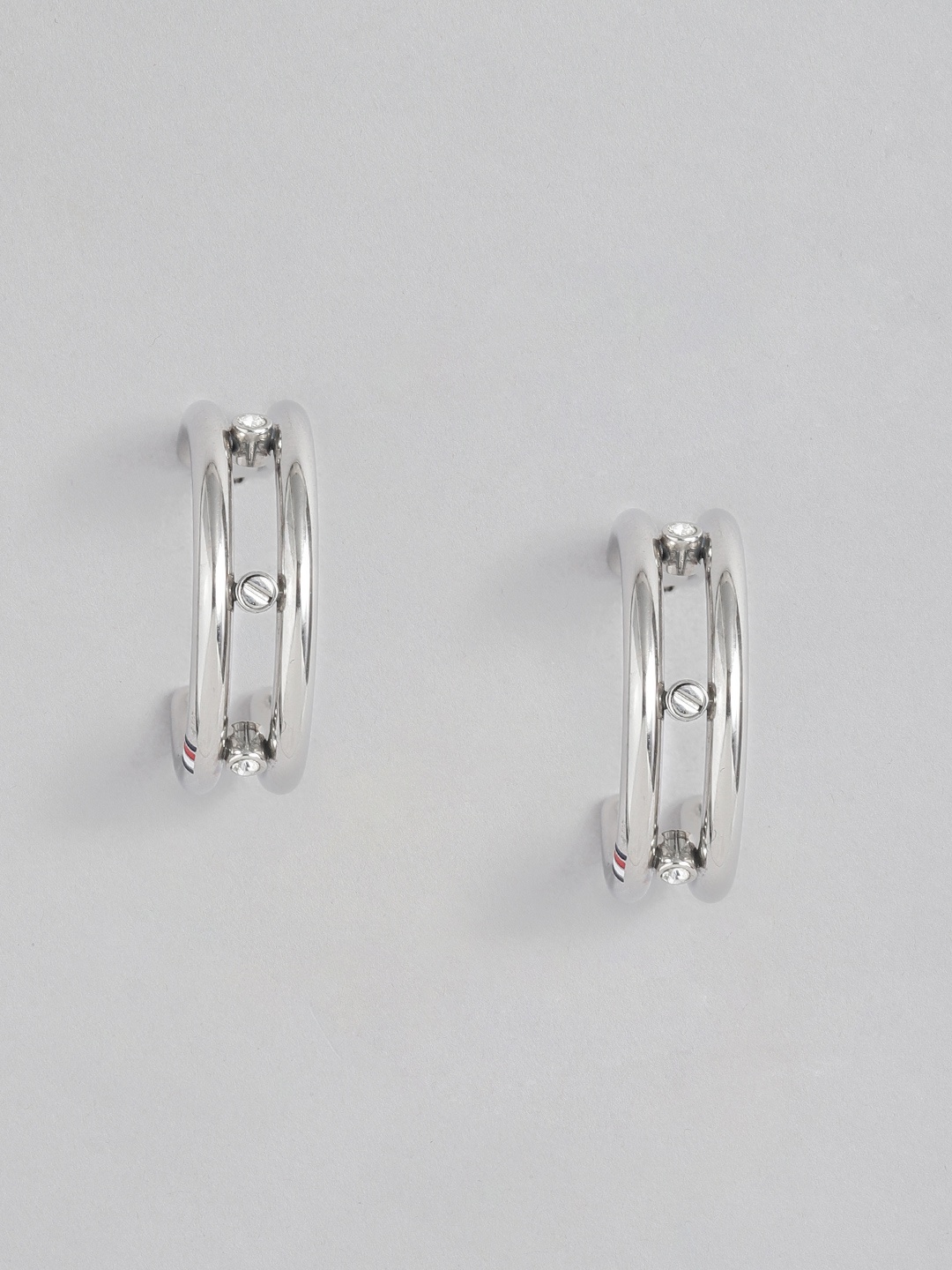 

Tommy Hilfiger Silver Plated Stainless Steel Circular Half Hoop Earrings