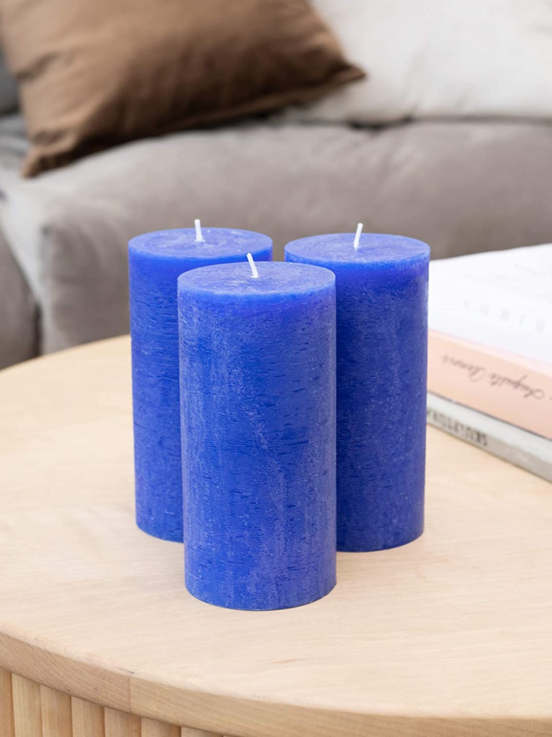 

Aromatic Fables Blue 3 Pieces Strawberry Fragrance Rustic Pillar Candles