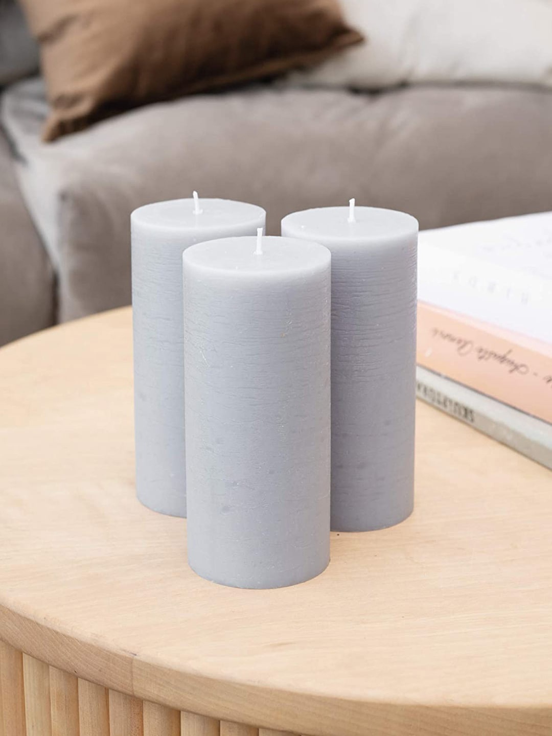 

Aromatic Fables Grey 3 Pieces Pacific Fragrance Rustic Pillar Candles