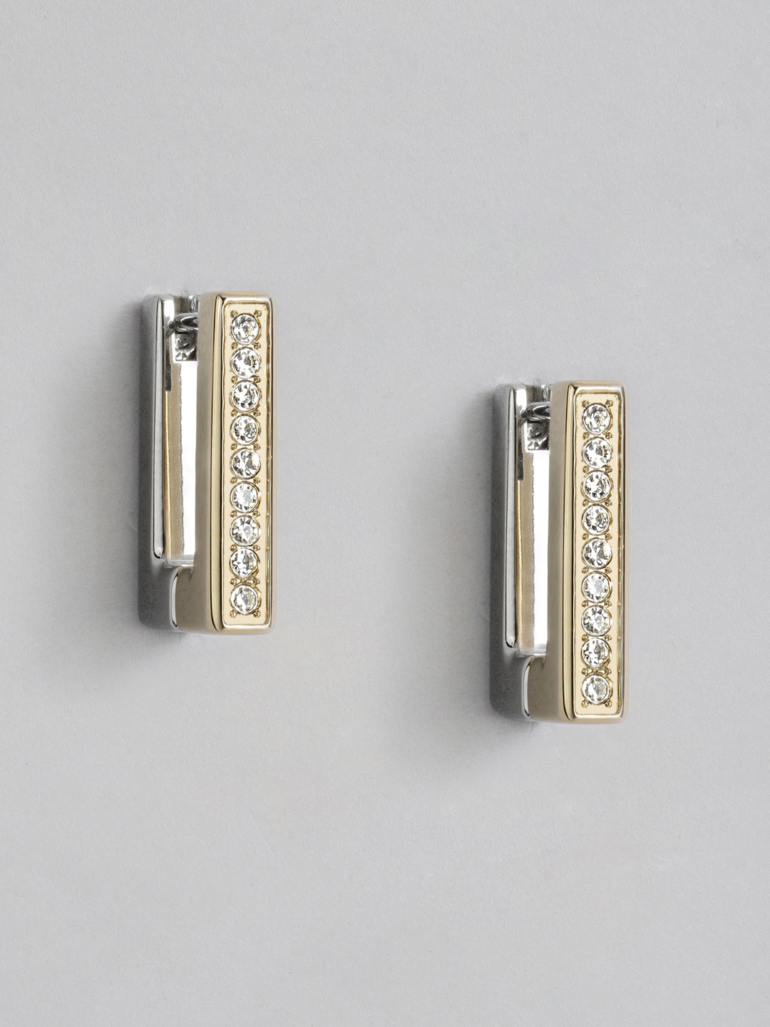 

Lacoste Impression Crystal Studded Geometric Studs, Silver