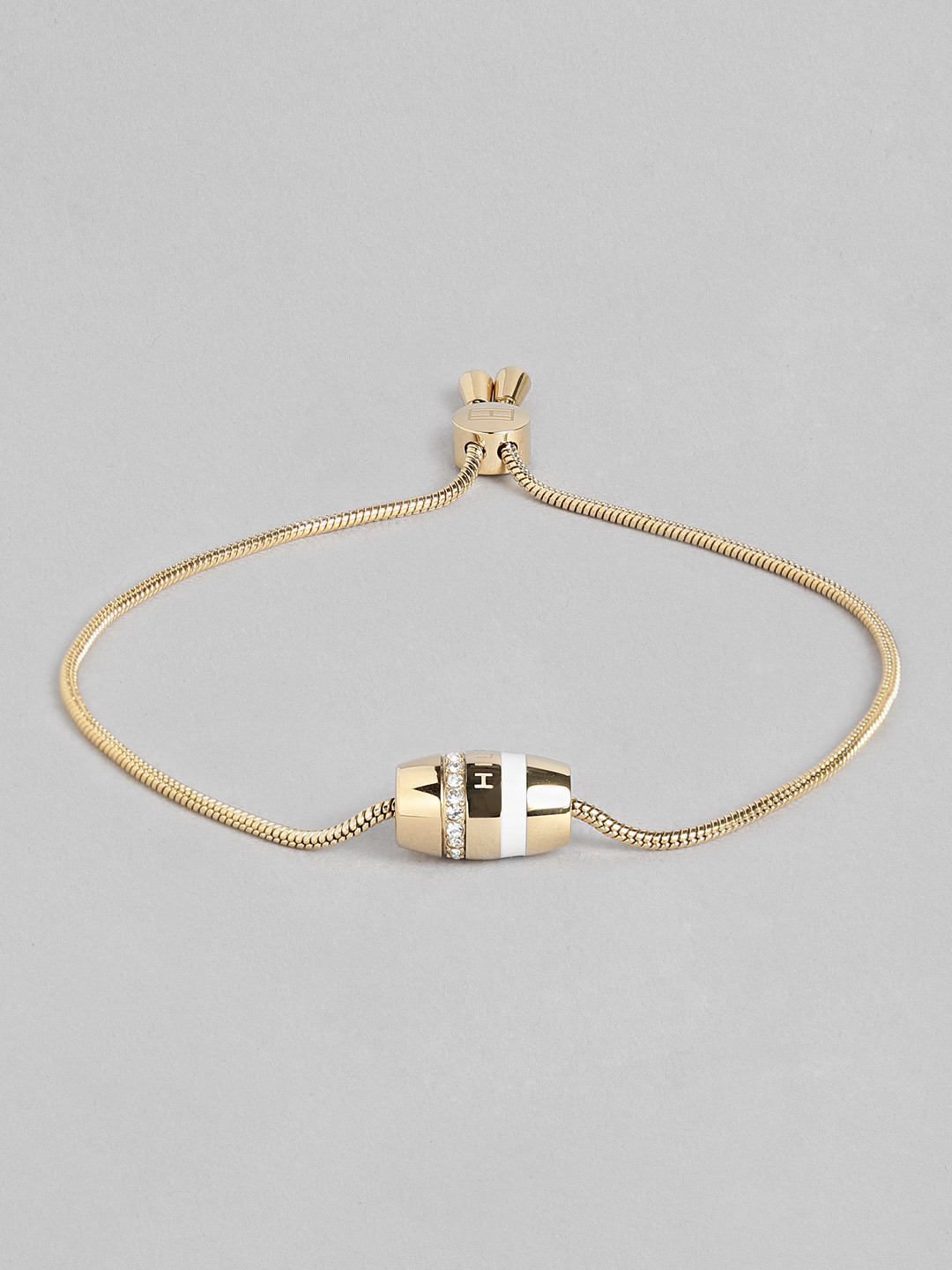 

Tommy Hilfiger Women Gold-Plated Crystals Studded Enamelled Charm Bracelet