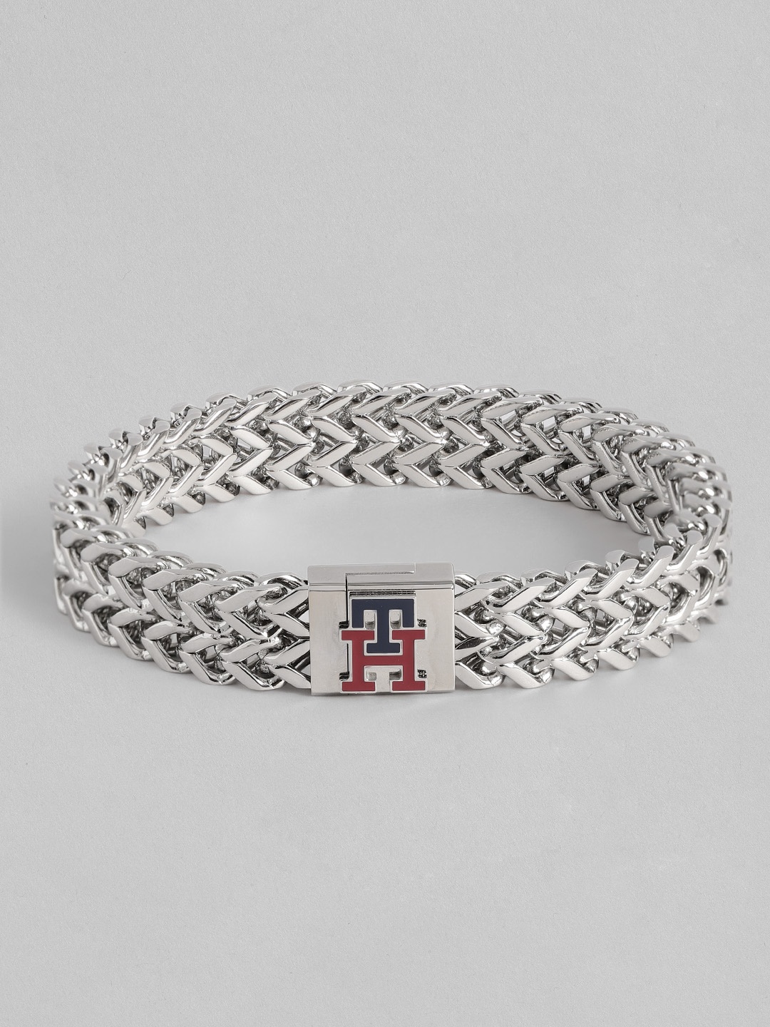 

Tommy Hilfiger Men Monogram Stainless Steel Link Bracelet, Silver