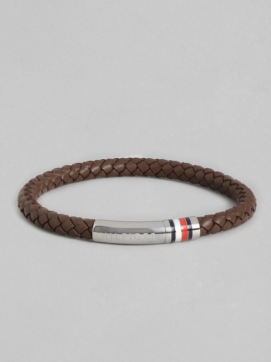 

Tommy Hilfiger Men Leather Braided Wraparound Bracelet, Brown