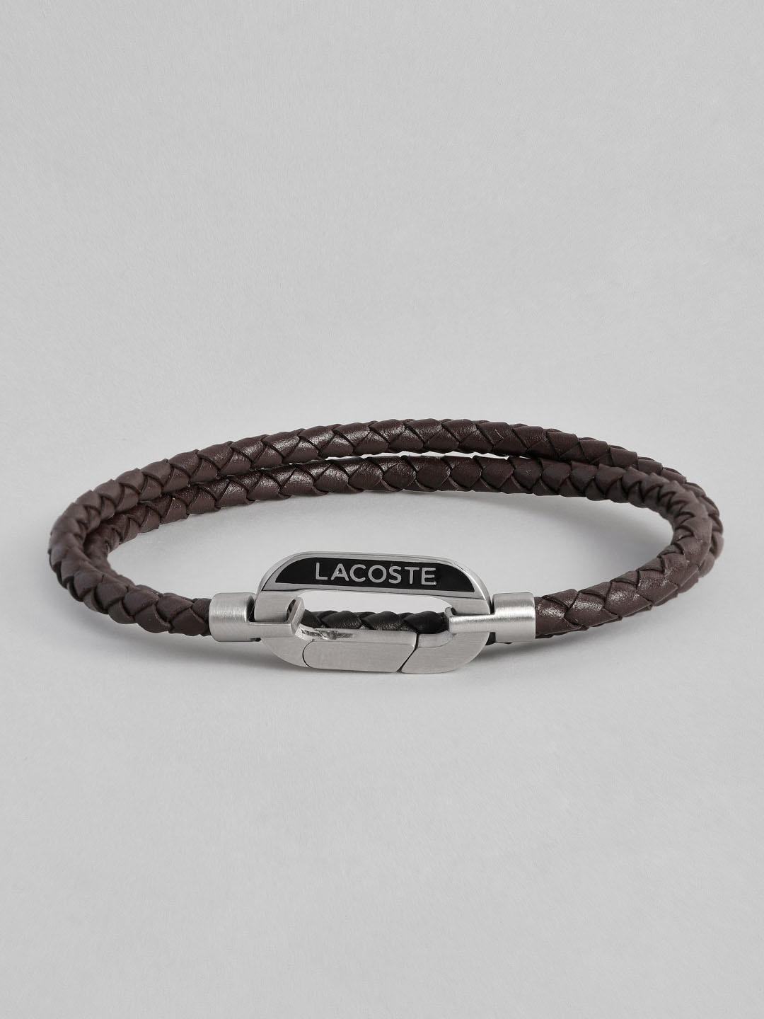 

Lacoste Men Starboard Leather Brass-Plated Wraparound Bracelet, Brown