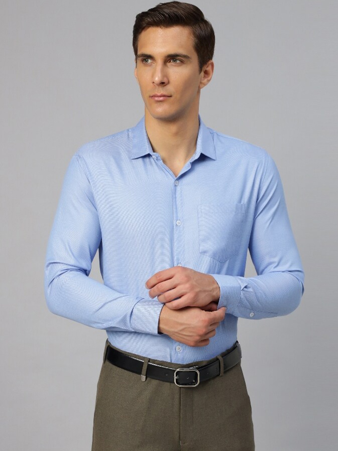 

Molly & Michel Spread Collar Cotton Slim Fit Formal Shirt, Blue