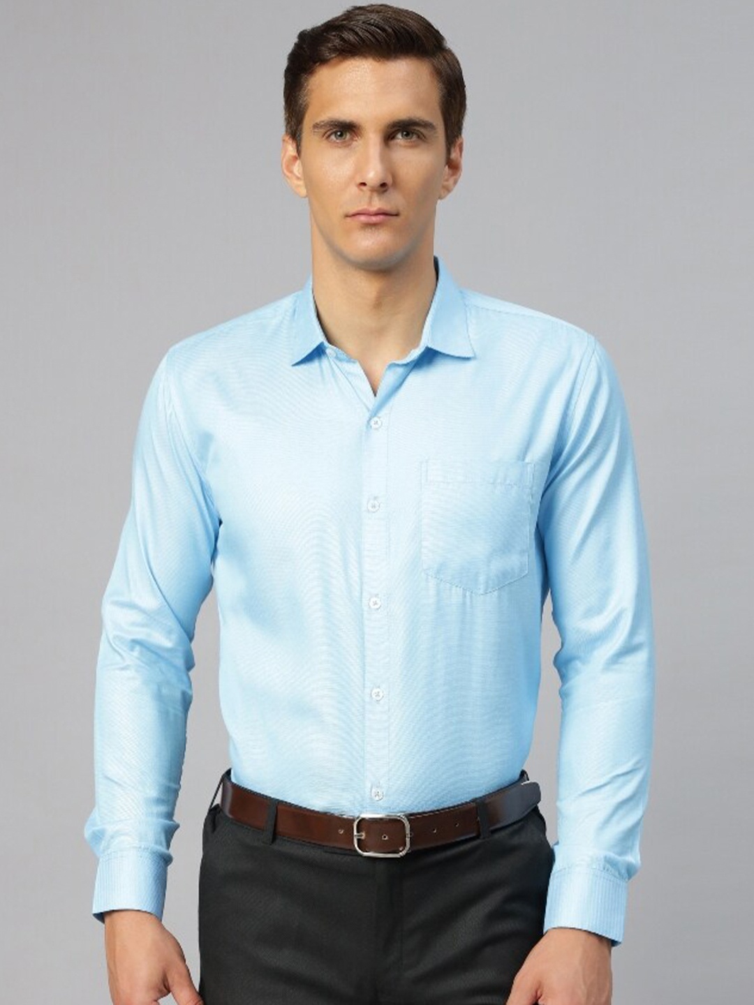 

Molly & Michel Slim Fit Opaque Cotton Formal Shirt, Blue