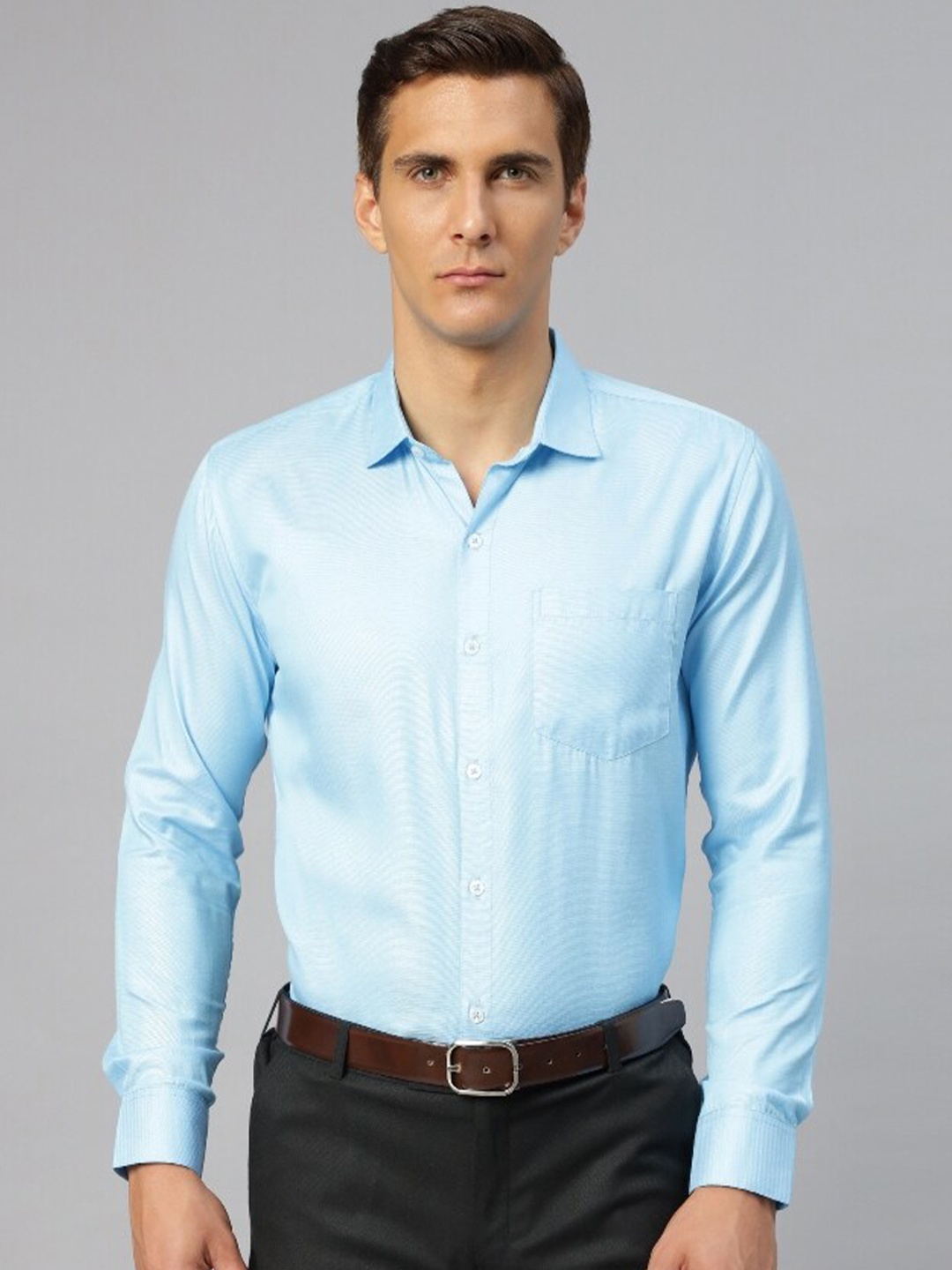 

Molly & Michel Spread Collar Cotton Slim Fit Formal Shirt, Blue