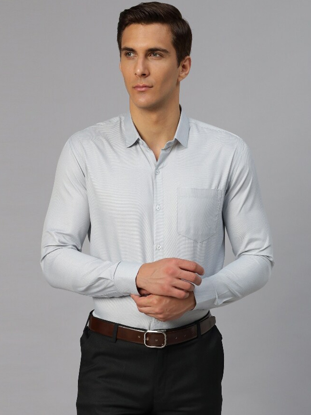 

Molly & Michel Spread Collar Cotton Slim Fit Formal Shirt, Grey