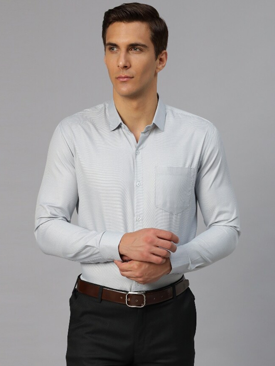 

Molly & Michel Spread Collar Cotton Slim Fit Formal Shirt, Grey