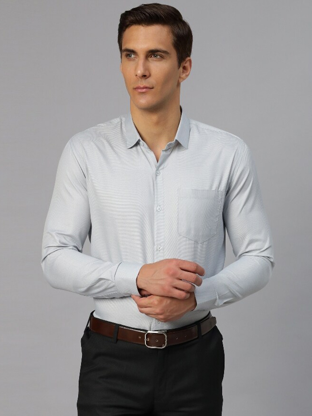 

Molly & Michel Spread Collar Cotton Slim Fit Formal Shirt, Grey