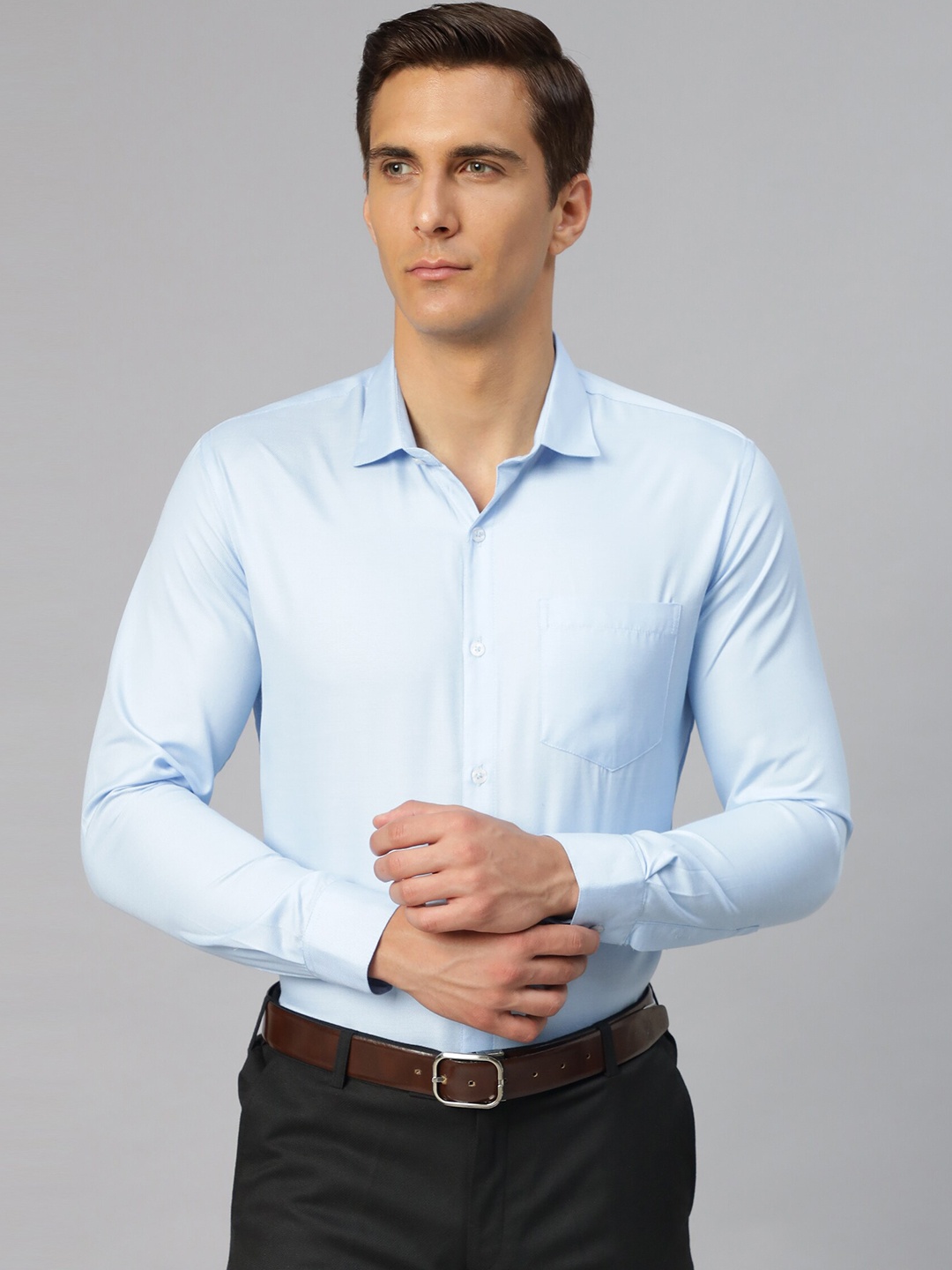 

Molly & Michel Spread Collar Cotton Slim Fit Formal Shirt, Blue