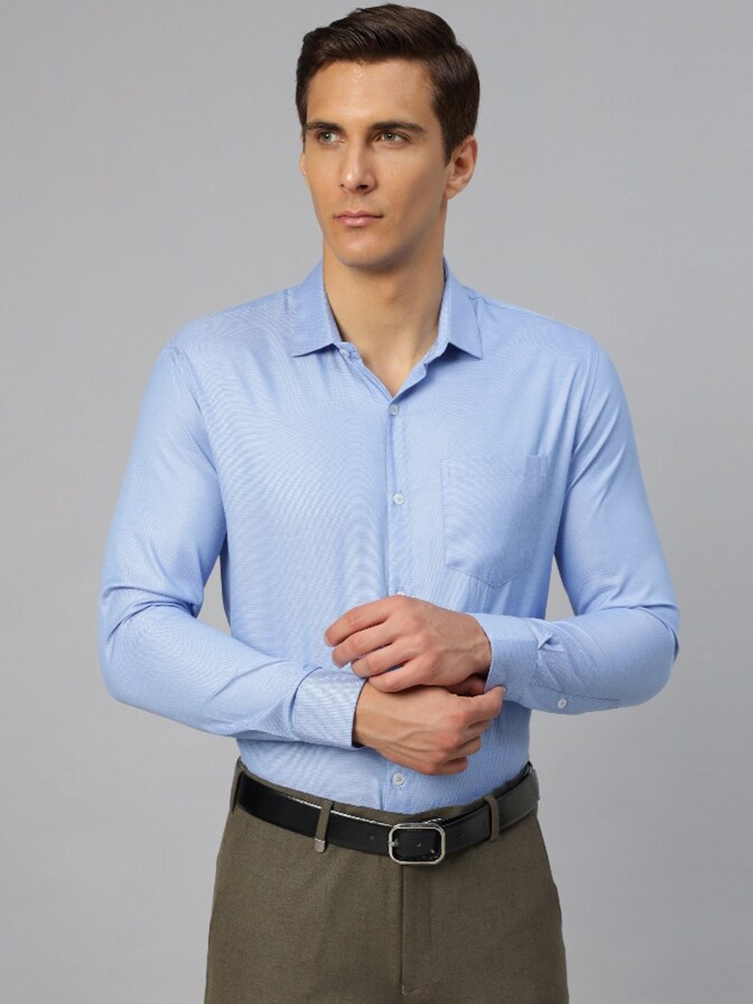 

Molly & Michel Spread Collar Cotton Slim Fit Formal Shirt, Blue