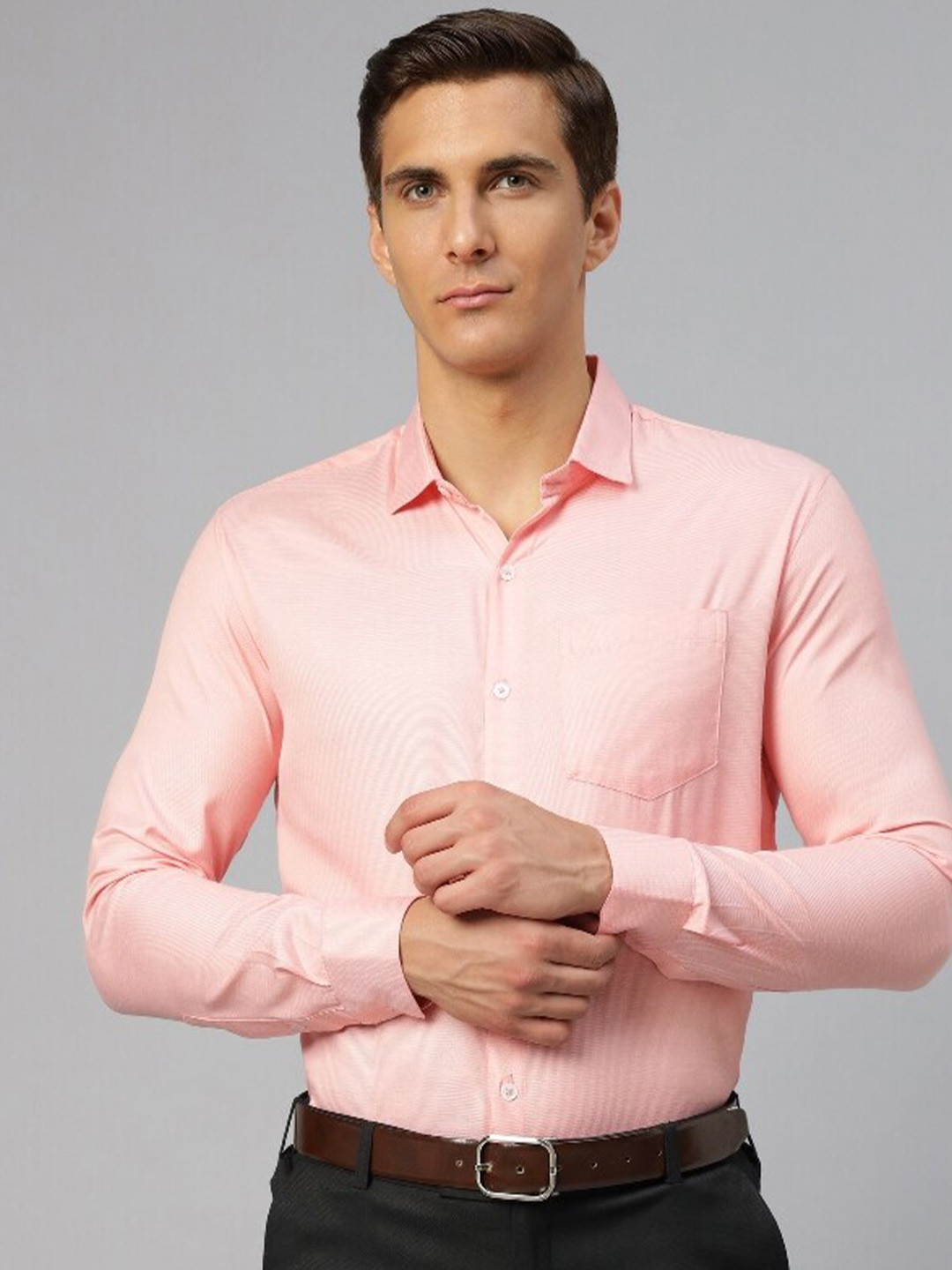 

Molly & Michel Spread Collar Cotton Slim Fit Formal Shirt, Peach