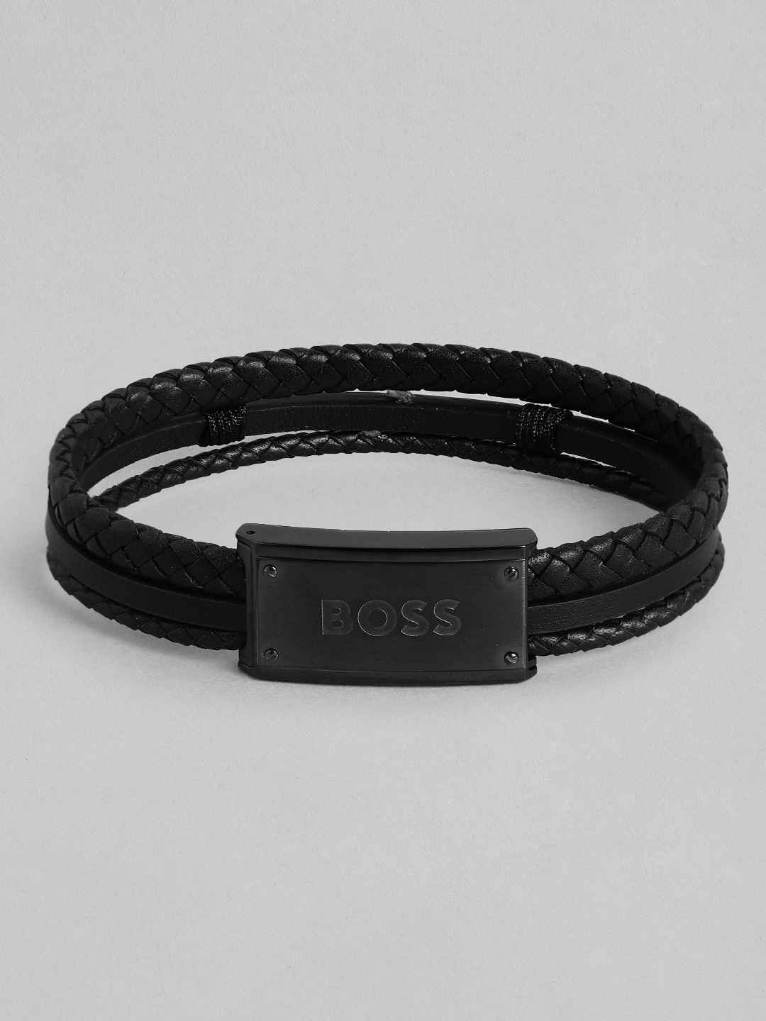 

Hugo Boss Men Galen Brand Logo Embossed Multistrand Bracelet, Black