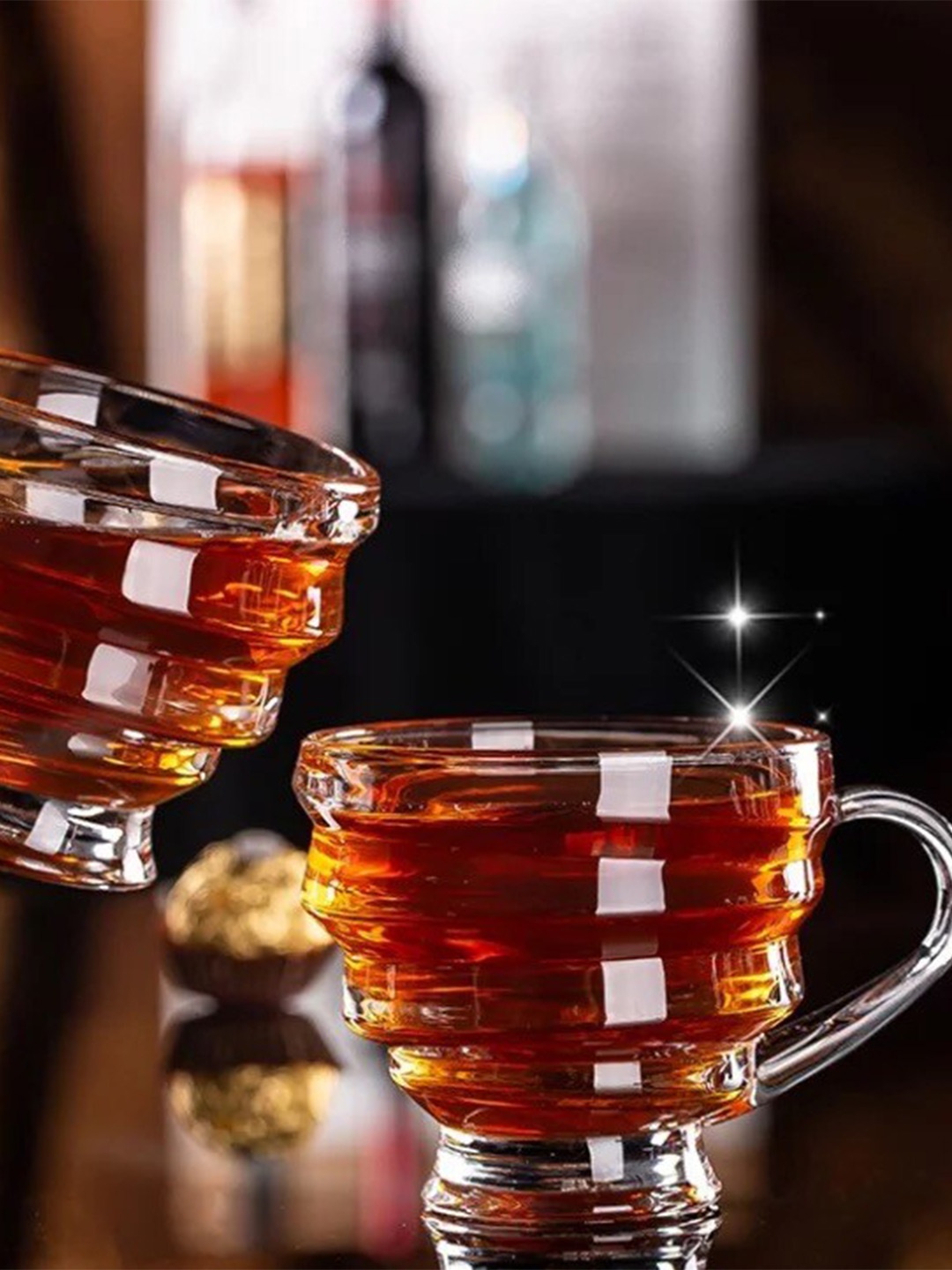 

MELBIFY Transparent 6-Pieces Solid Glass Spiral Tea Glass 200ml Each