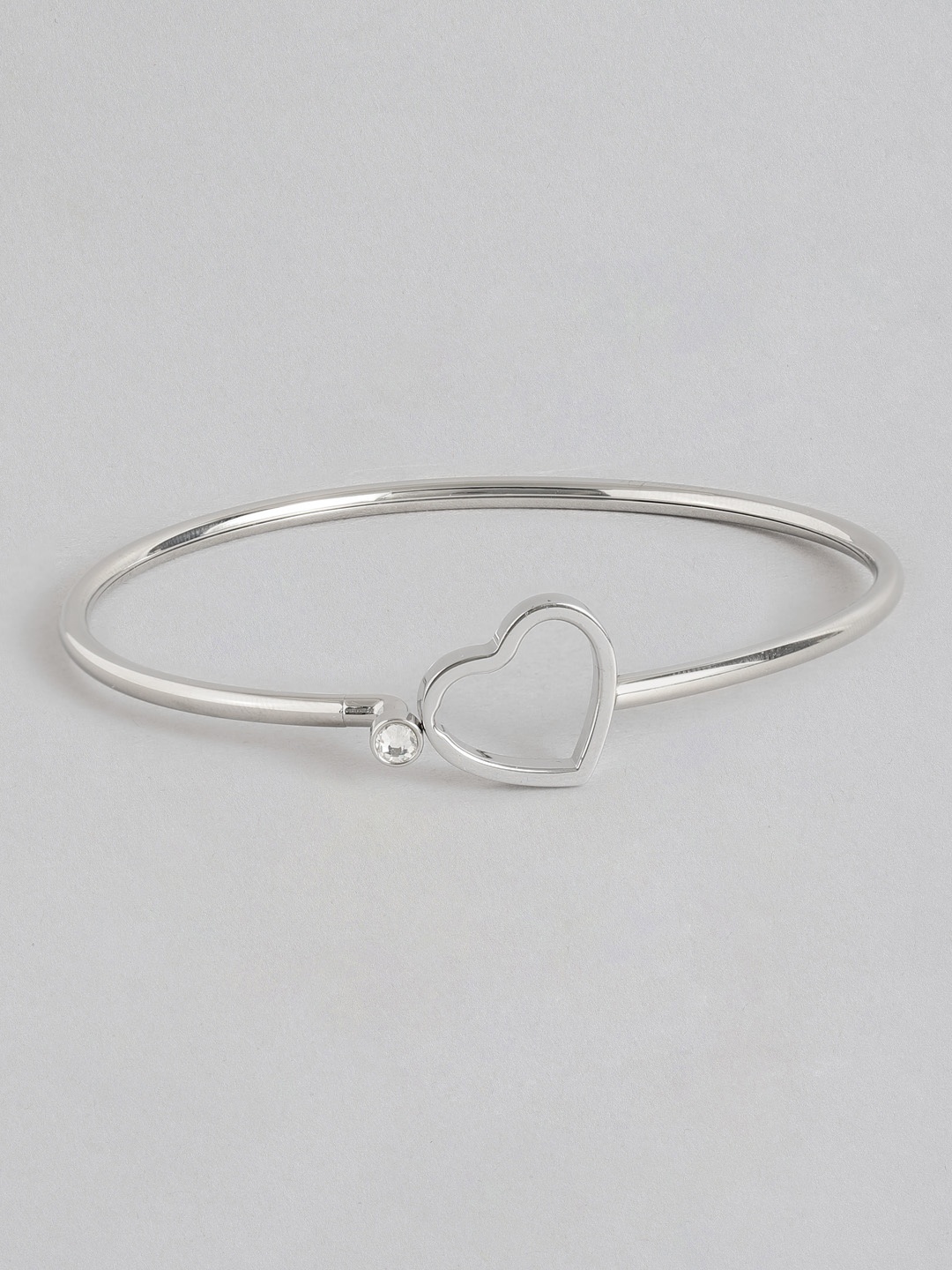 

Tommy Hilfiger Women Minimal Hearts Stone Studded Bangle, Silver