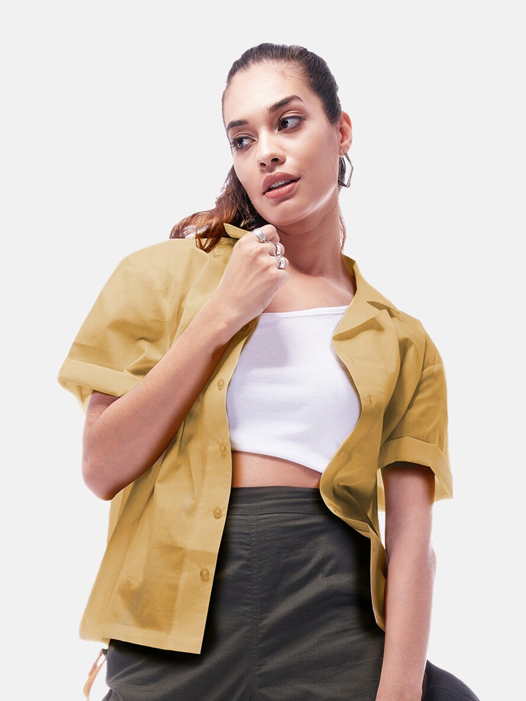 

IZF Spread Collar Cotton Casual Shirt, Khaki