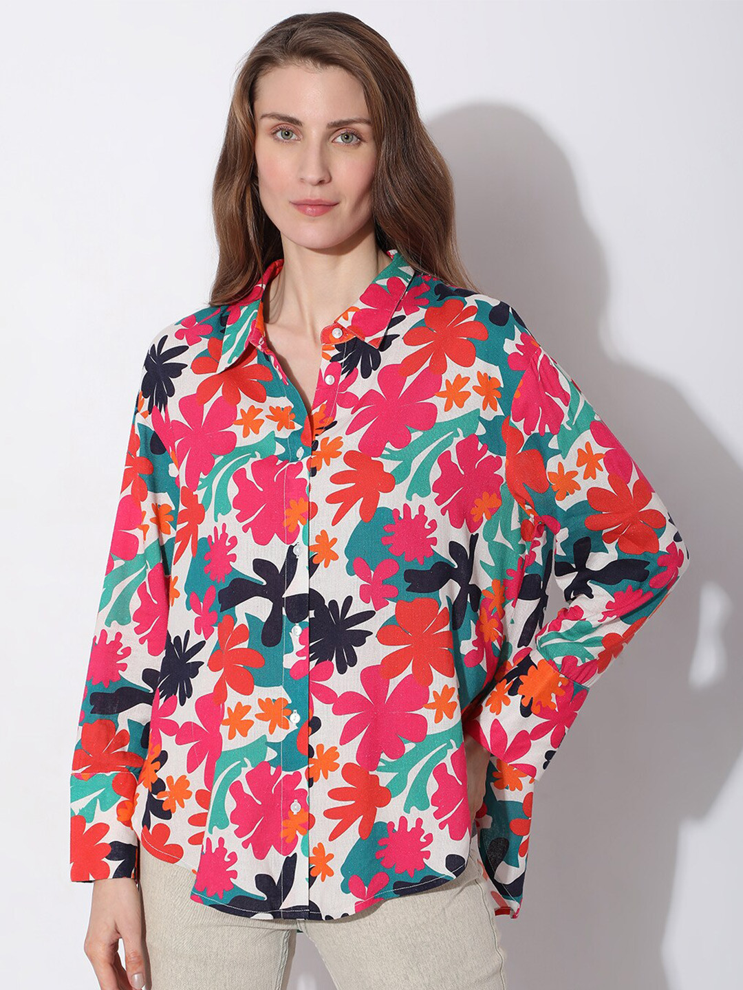 

Vero Moda Floral Printed Slim Fit Casual Shirt, Pink