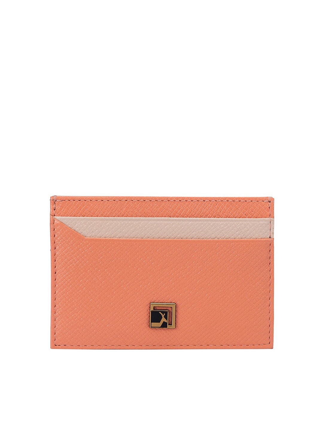 

Da Milano Unisex Textured Leather Card Holder, Orange